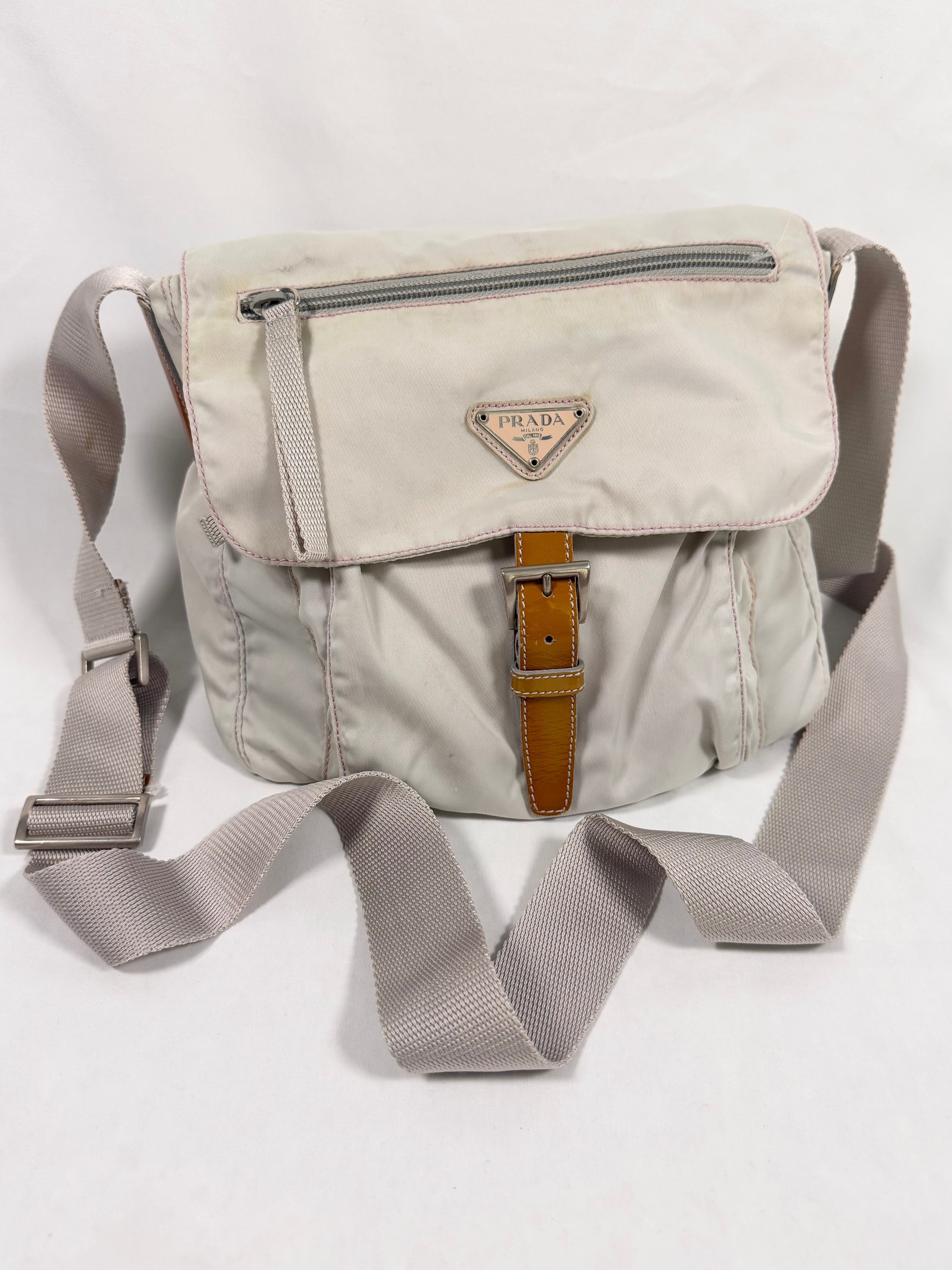 2000s Prada Milano 'Lilla' Faded Nylon Crossbody Bag