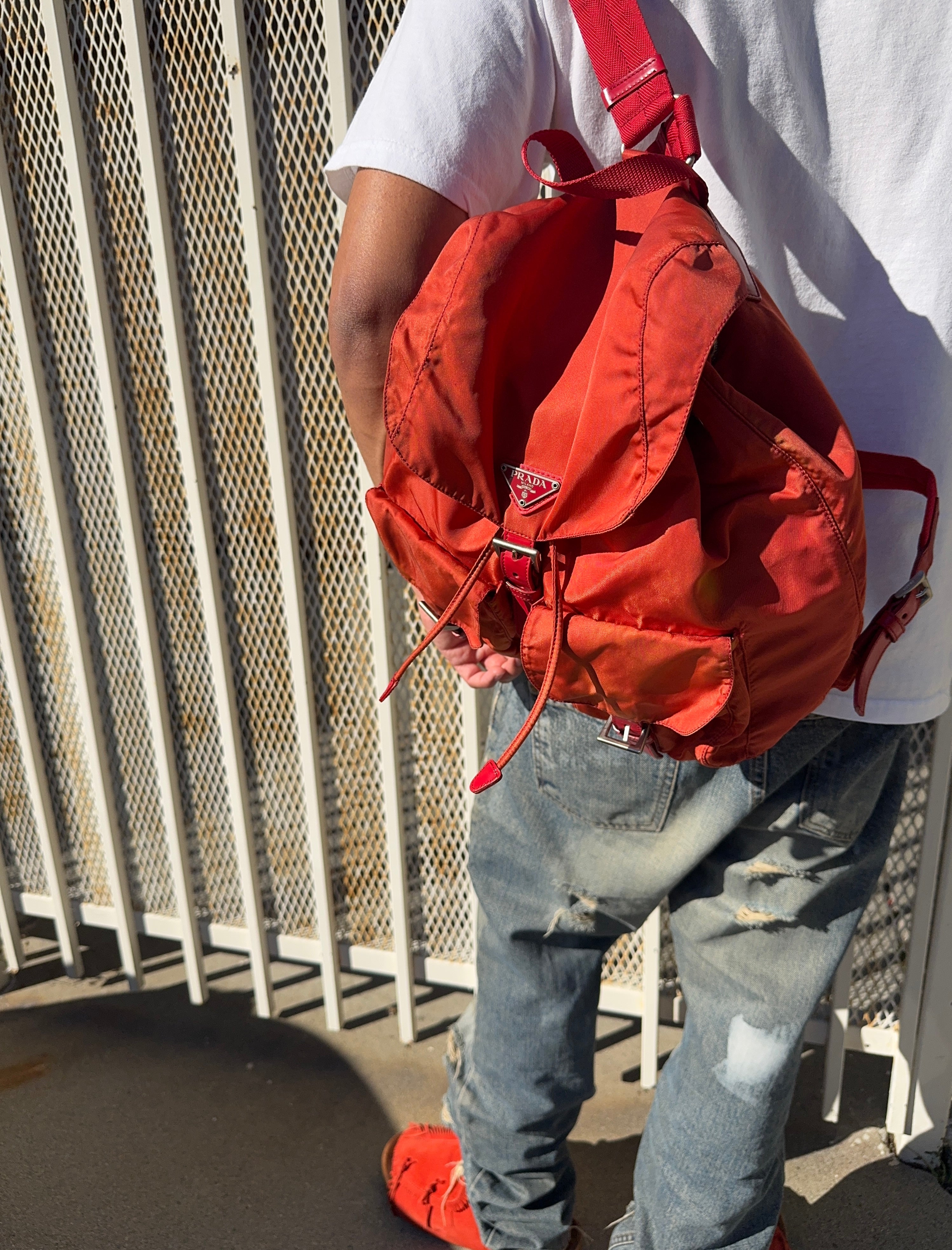 2000s Prada Milano “Rosso” Vela Nylon Backpack