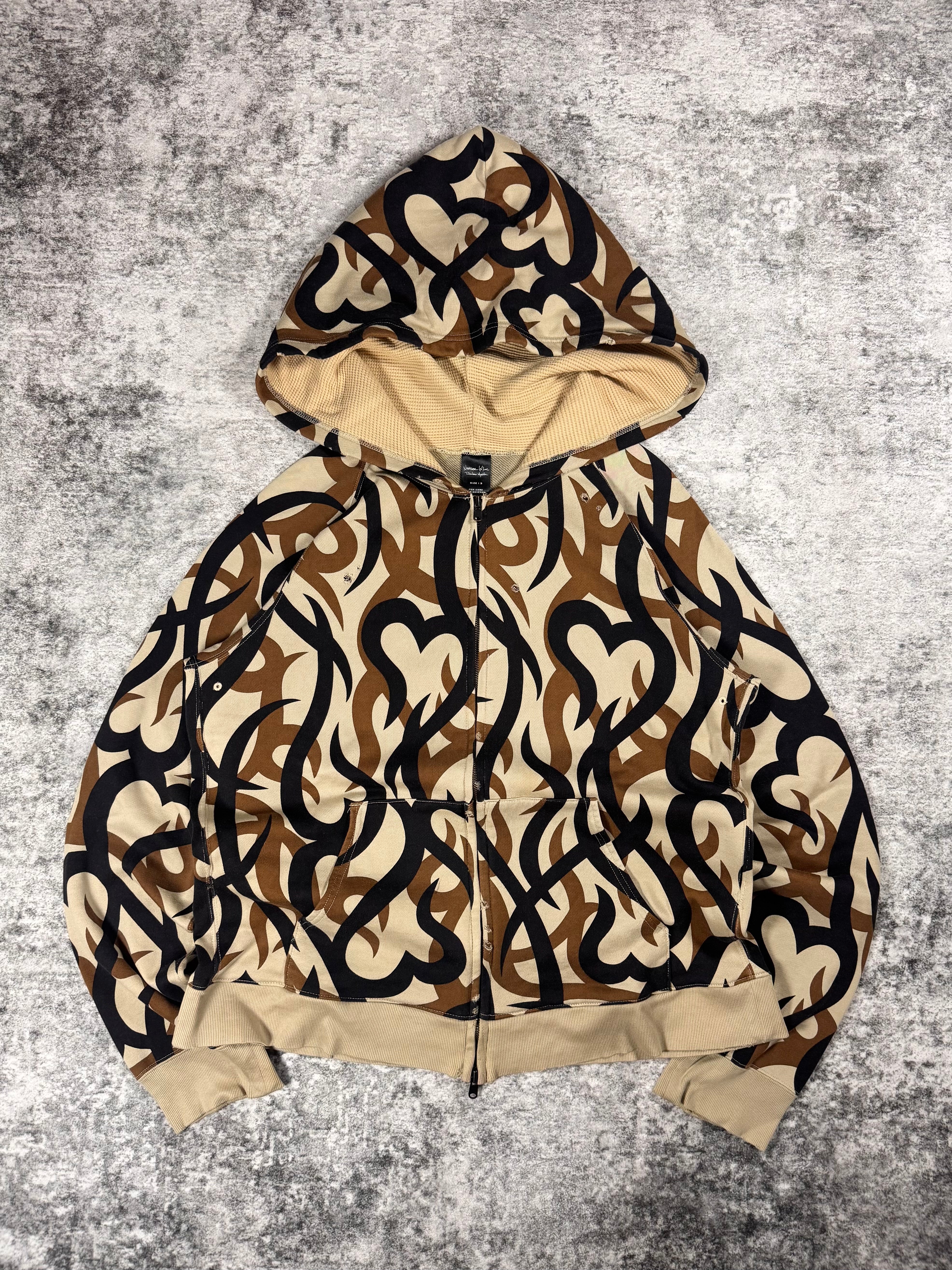 AW04 Number (N)ine “Give Peace A Chance” Tribal Zip-Up Hoodie