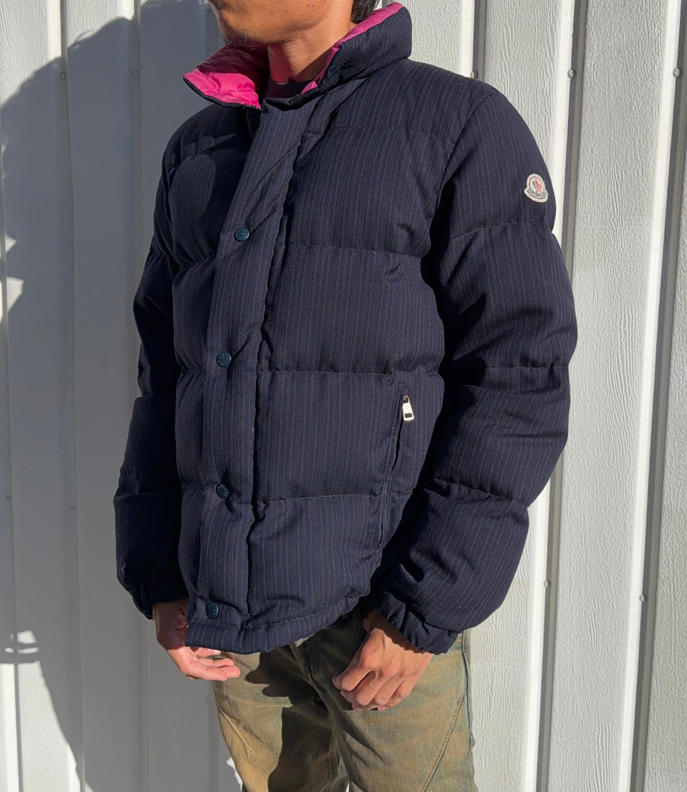 FW04 Junya Watanabe MAN x Moncler Pinstripe Down Puffer Jacket