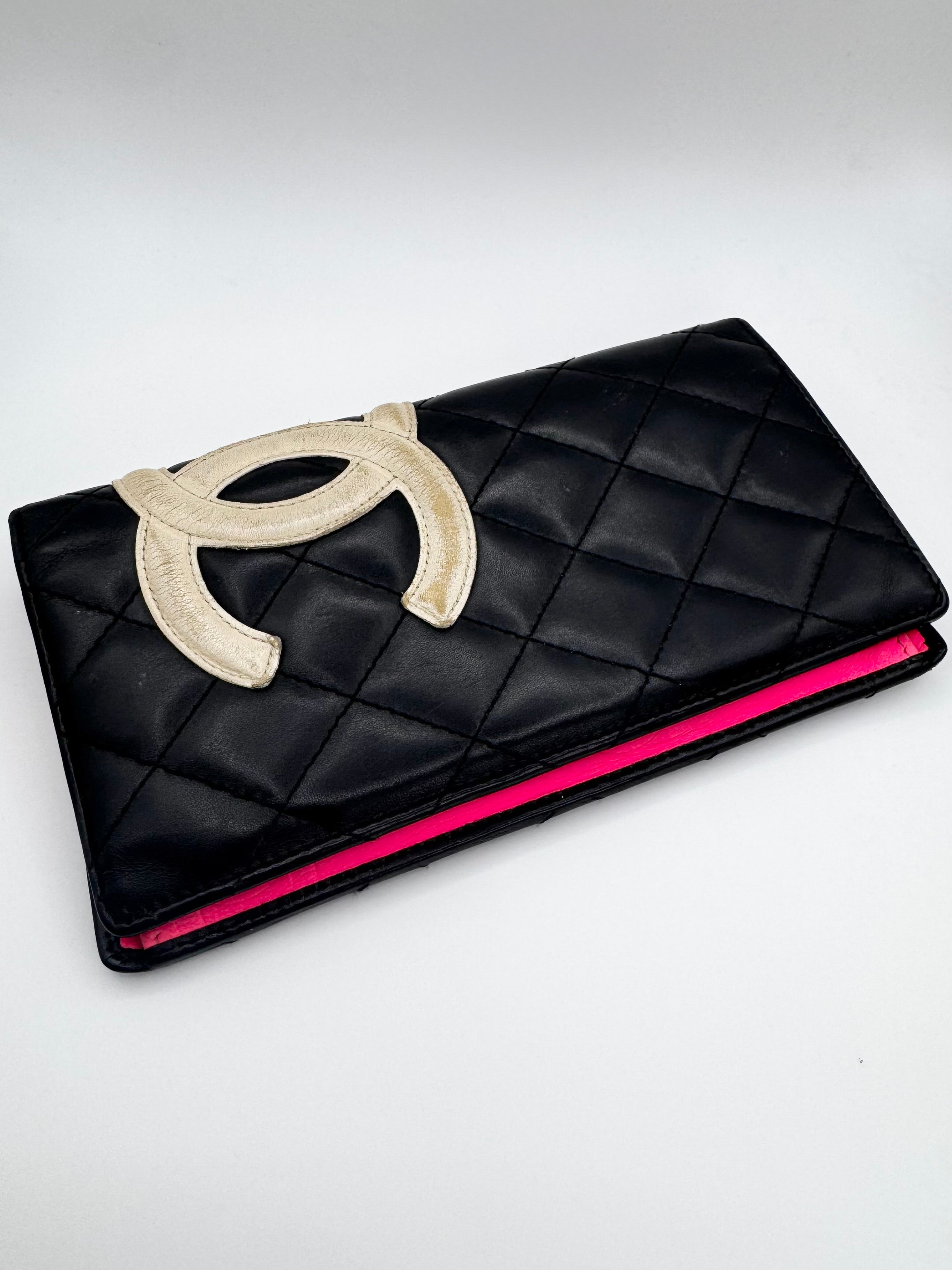 2000s Chanel ‘Cambon Ligne’ Black Quilted CC Leather Wallet