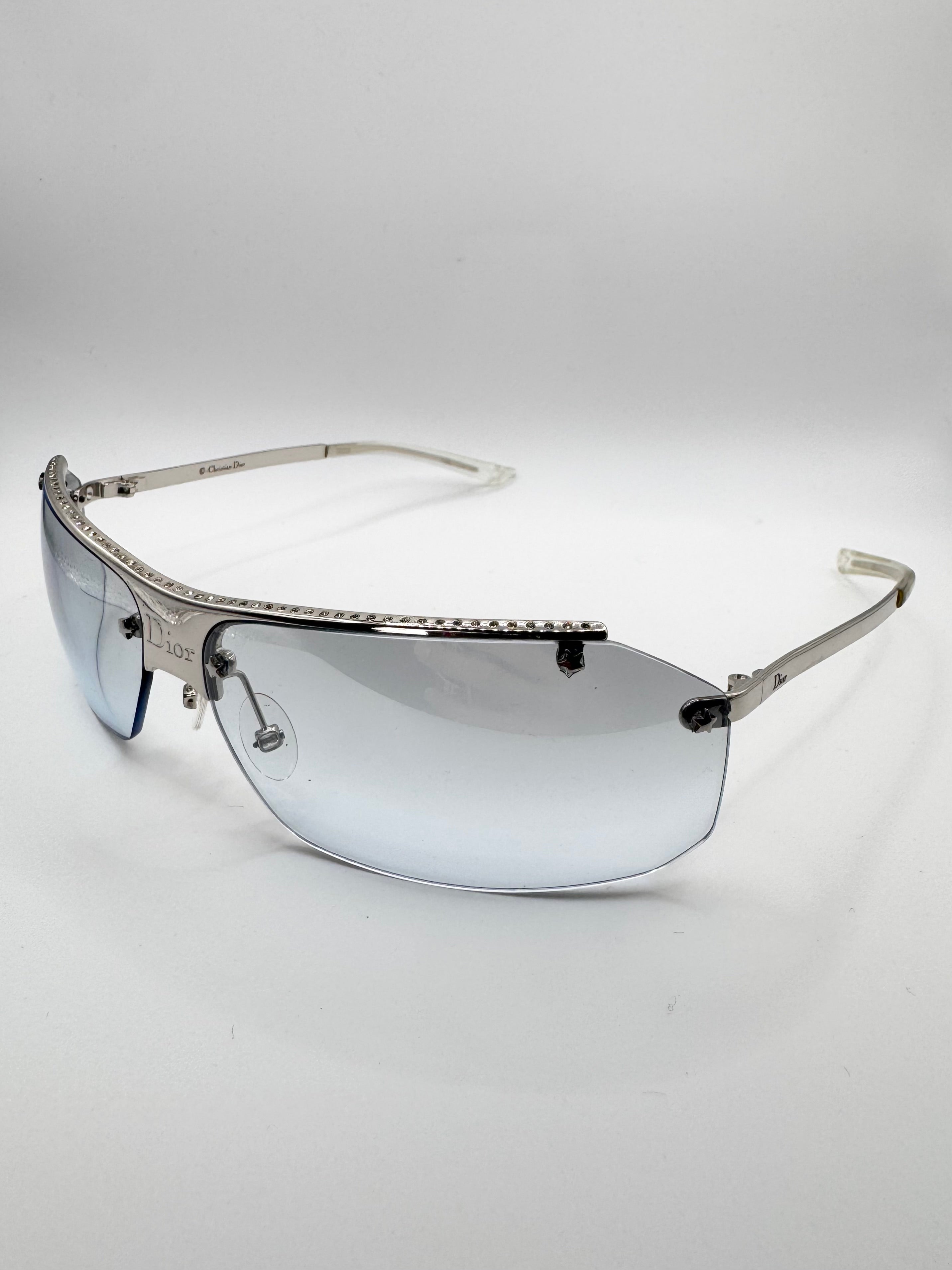2000s Christian Dior ‘Dior Hit 2’ Rhinestone Sunglasses