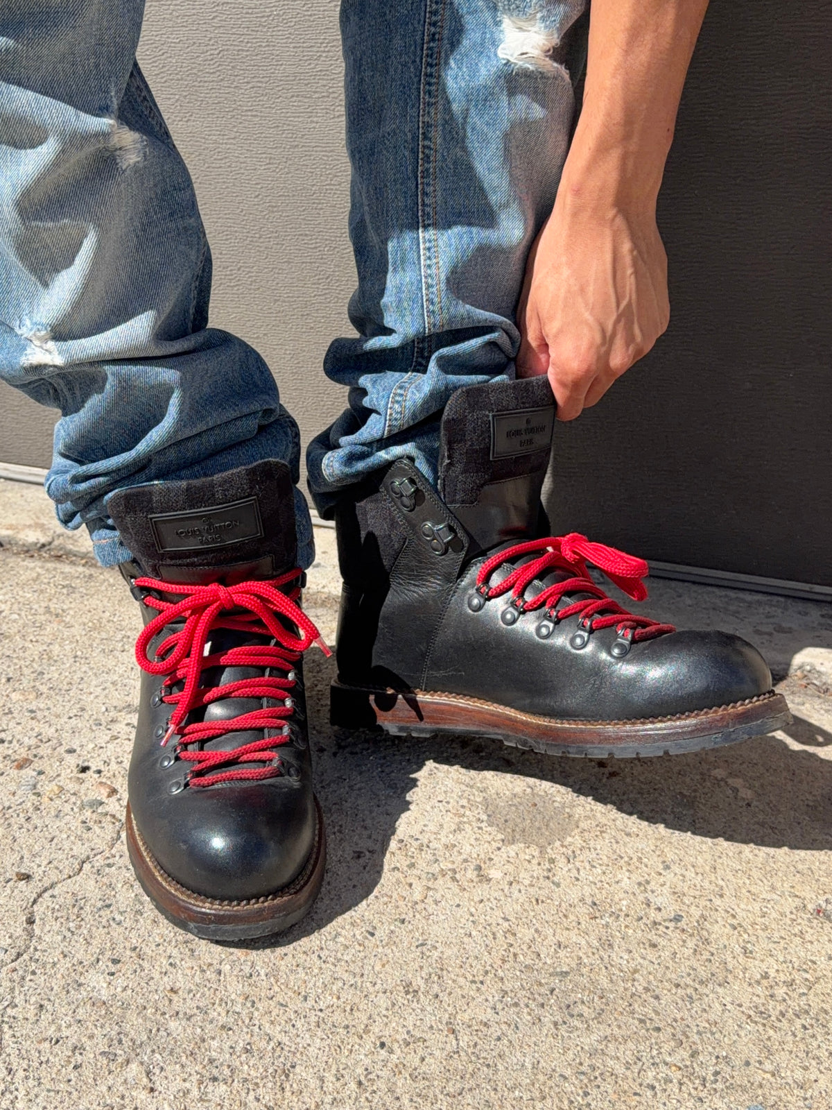 2010s Louis Vuitton ‘Oberkampf’ Damier Alpine Leather Hiking Boots