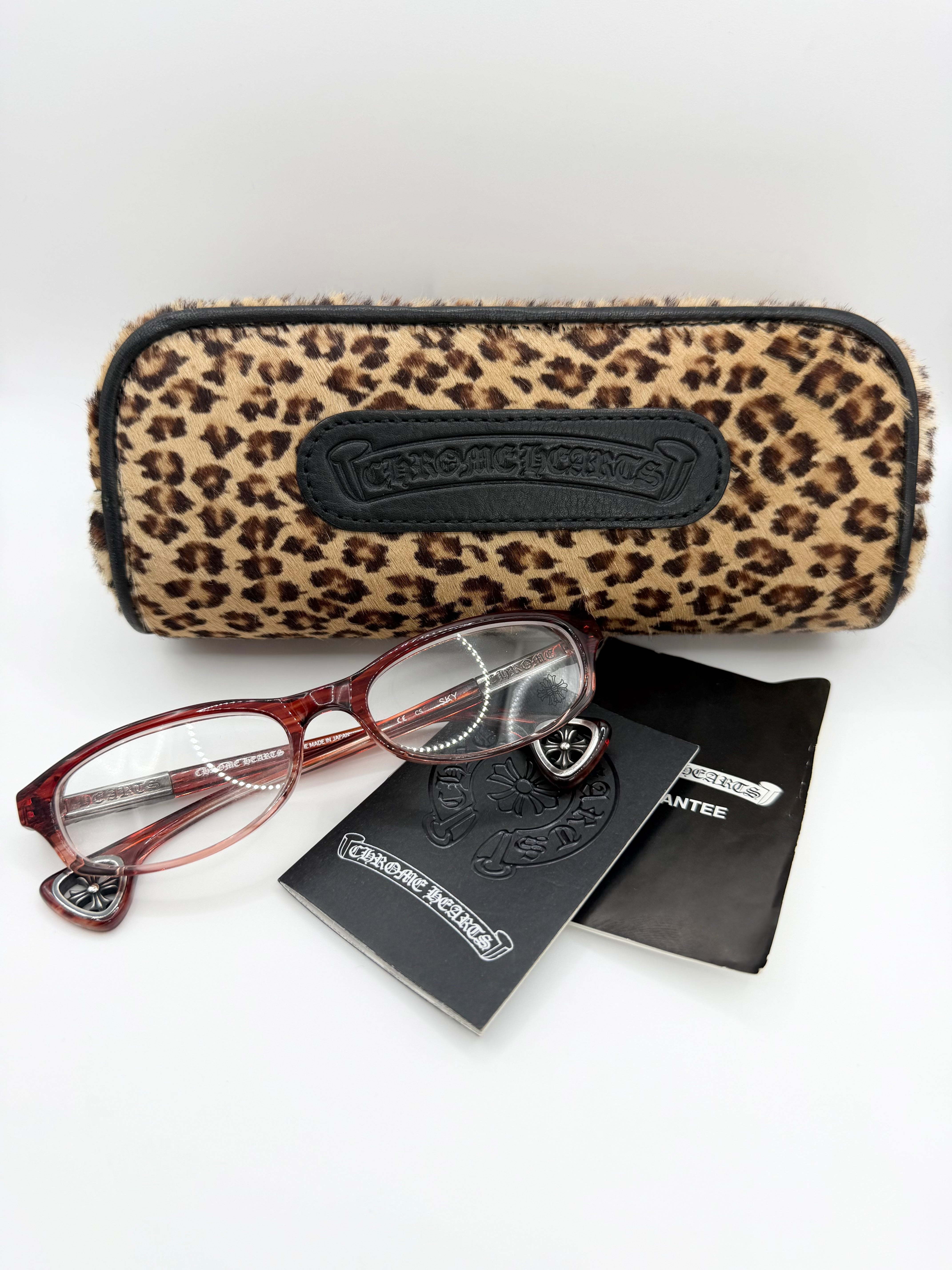 Chrome Hearts ‘SKY’ Scroll Cross Cut-Out Red Marble Acetate Glass Frames