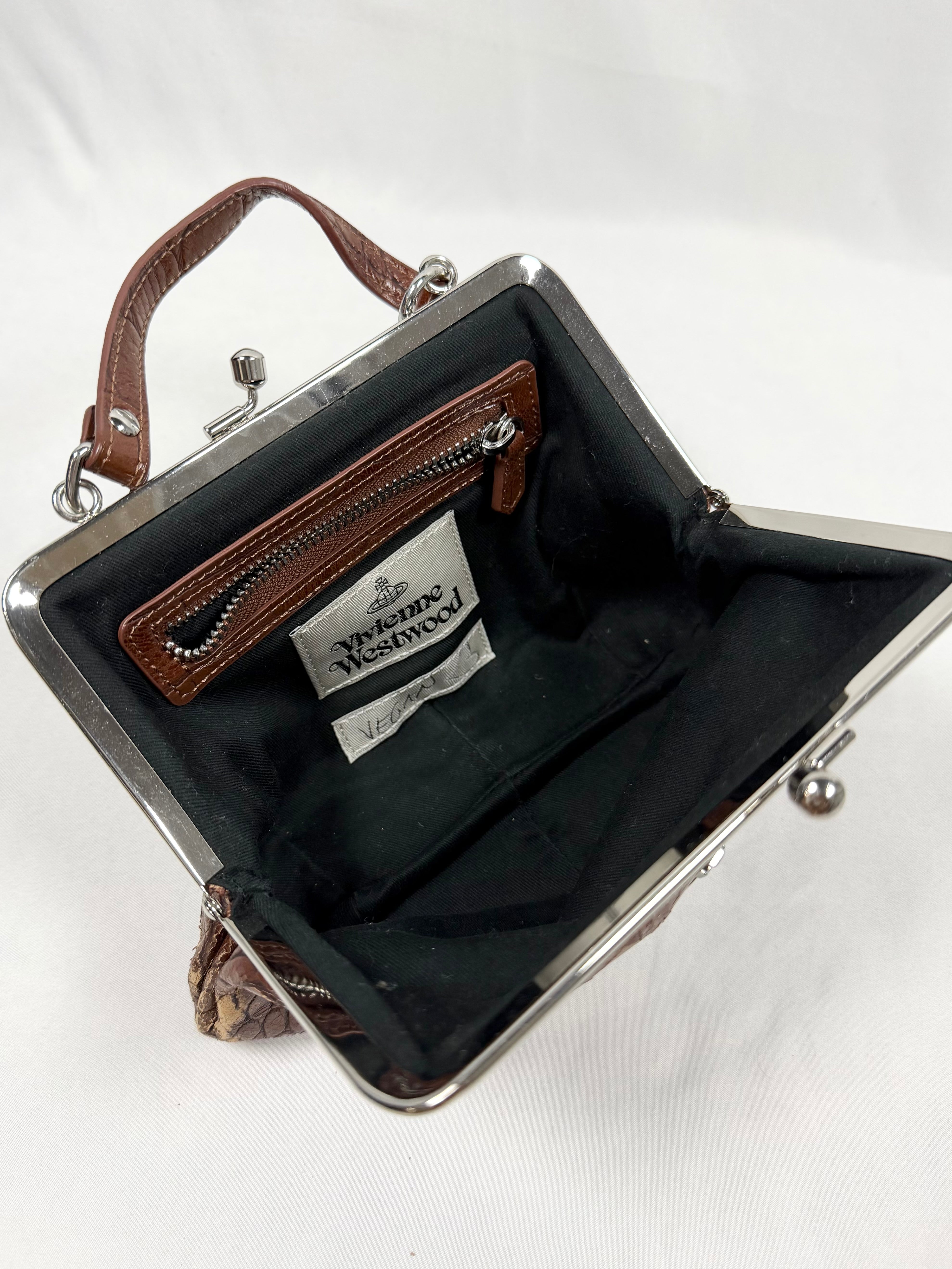 Vivienne Westwood Granny Frame Croc Embossed Vegan Leather  Mini Purse