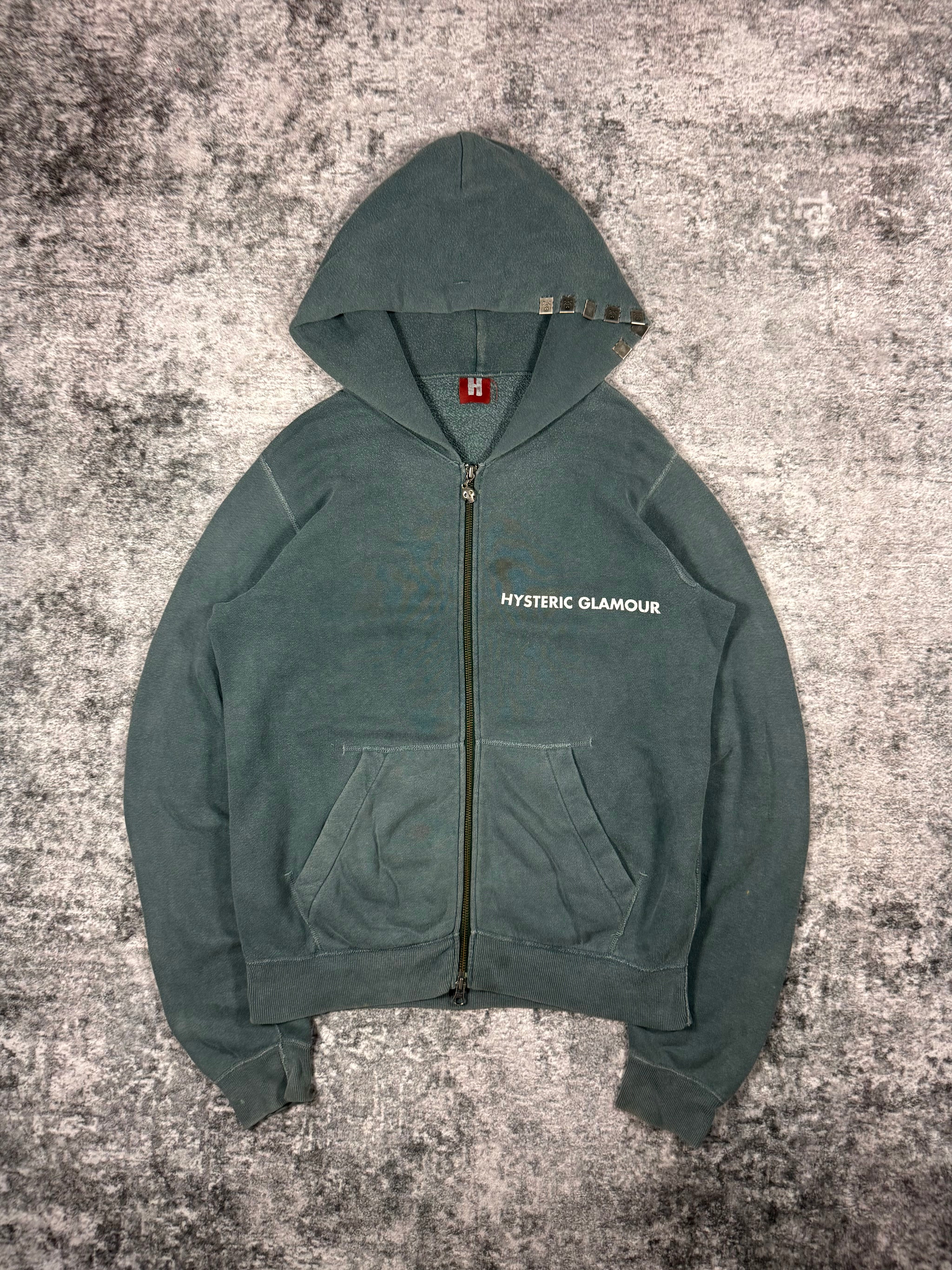 2000s Hysteric Glamour ‘Ramones’ Skull Pierced Hood Zip-Up