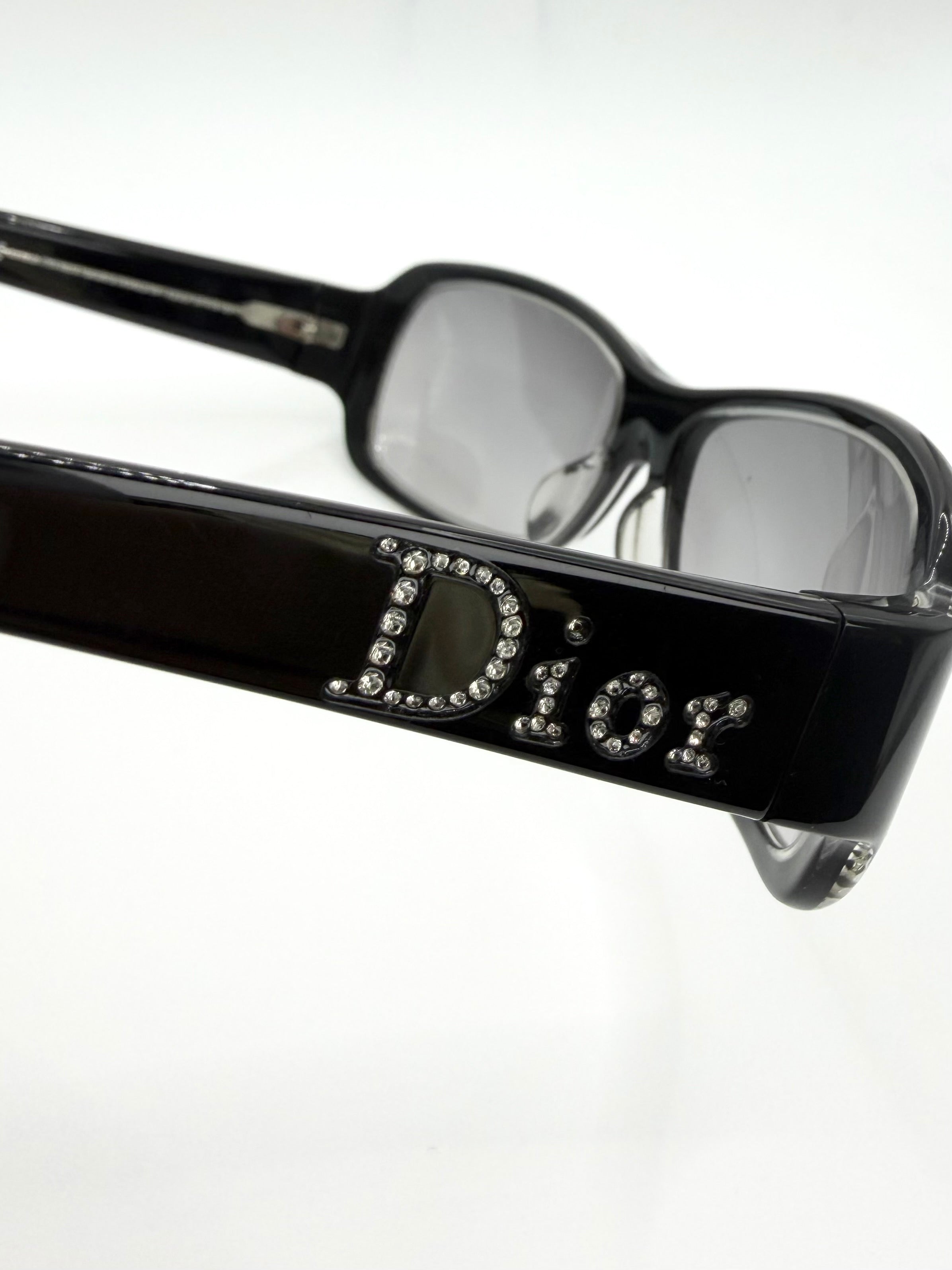 2000s Christian Dior John Galliano ‘Strass’ Rhinestone Logo Sunglasses