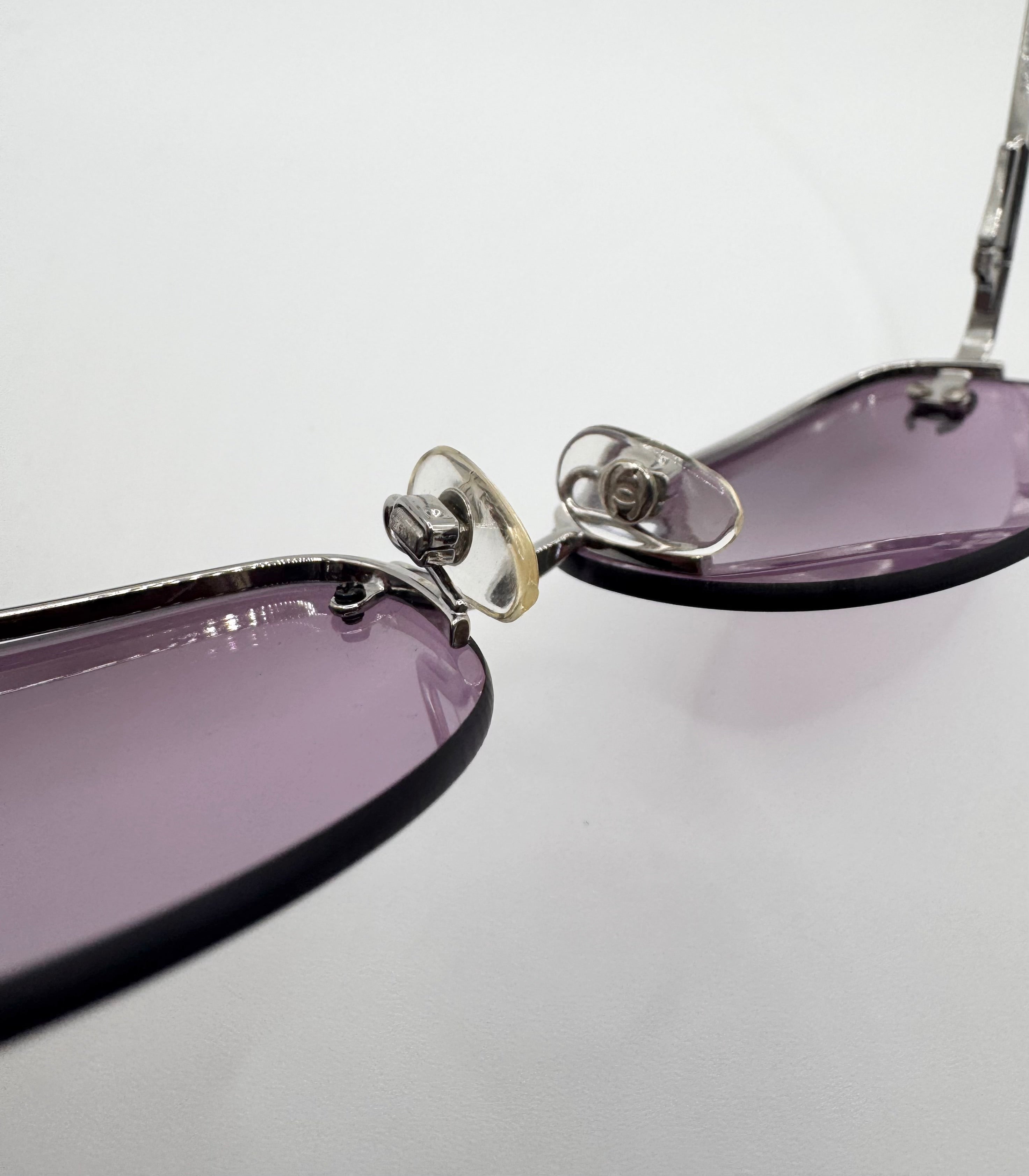 Chanel ‘4099’ CC Logo Rimless Purple Sunglasses