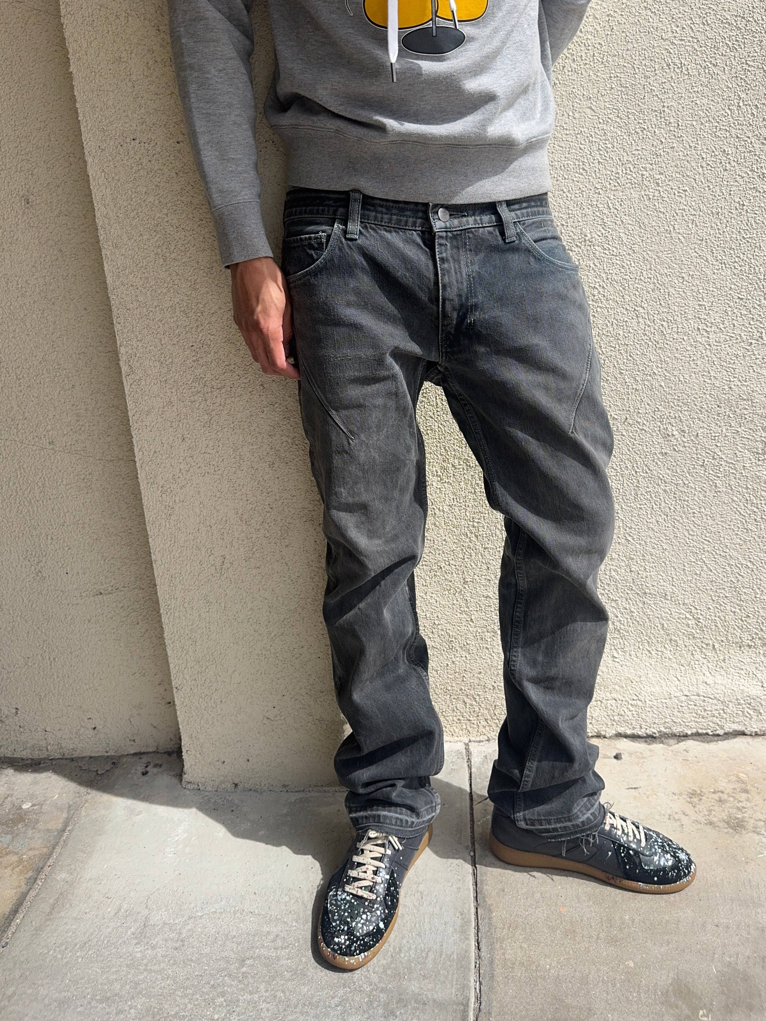SS08 Number (N)ine “Birds” Faded Mudwash Distressed Denim