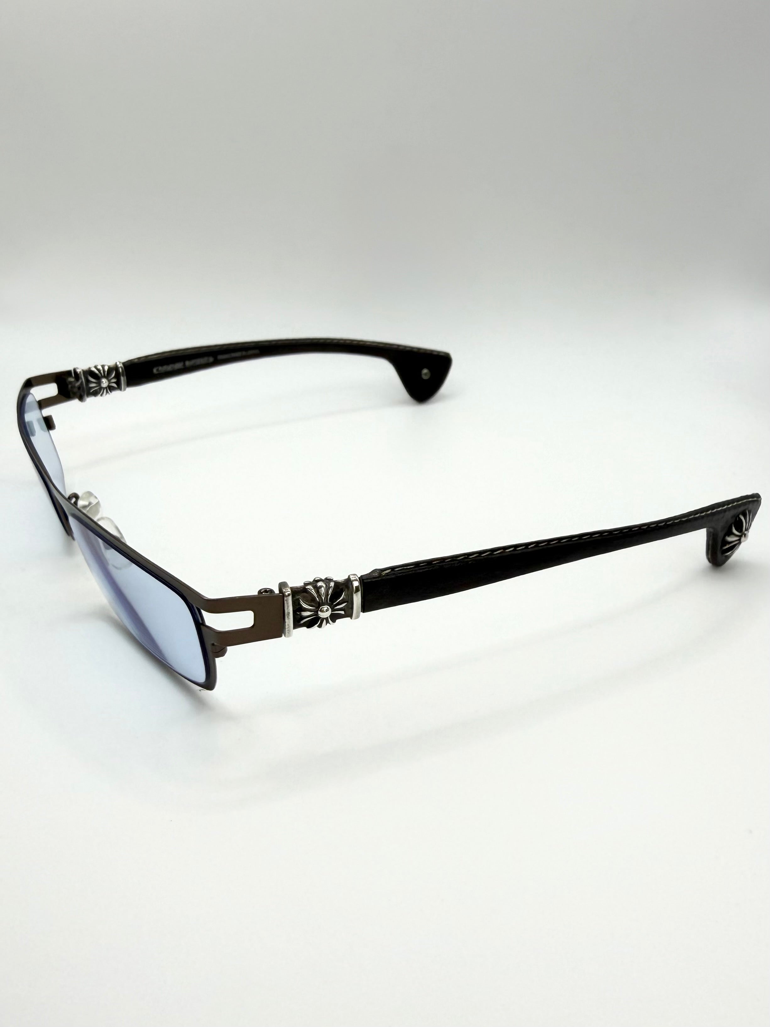 Chrome Hearts ‘M. Diver’ Cemetery Cross Leather Temple Glass Frames