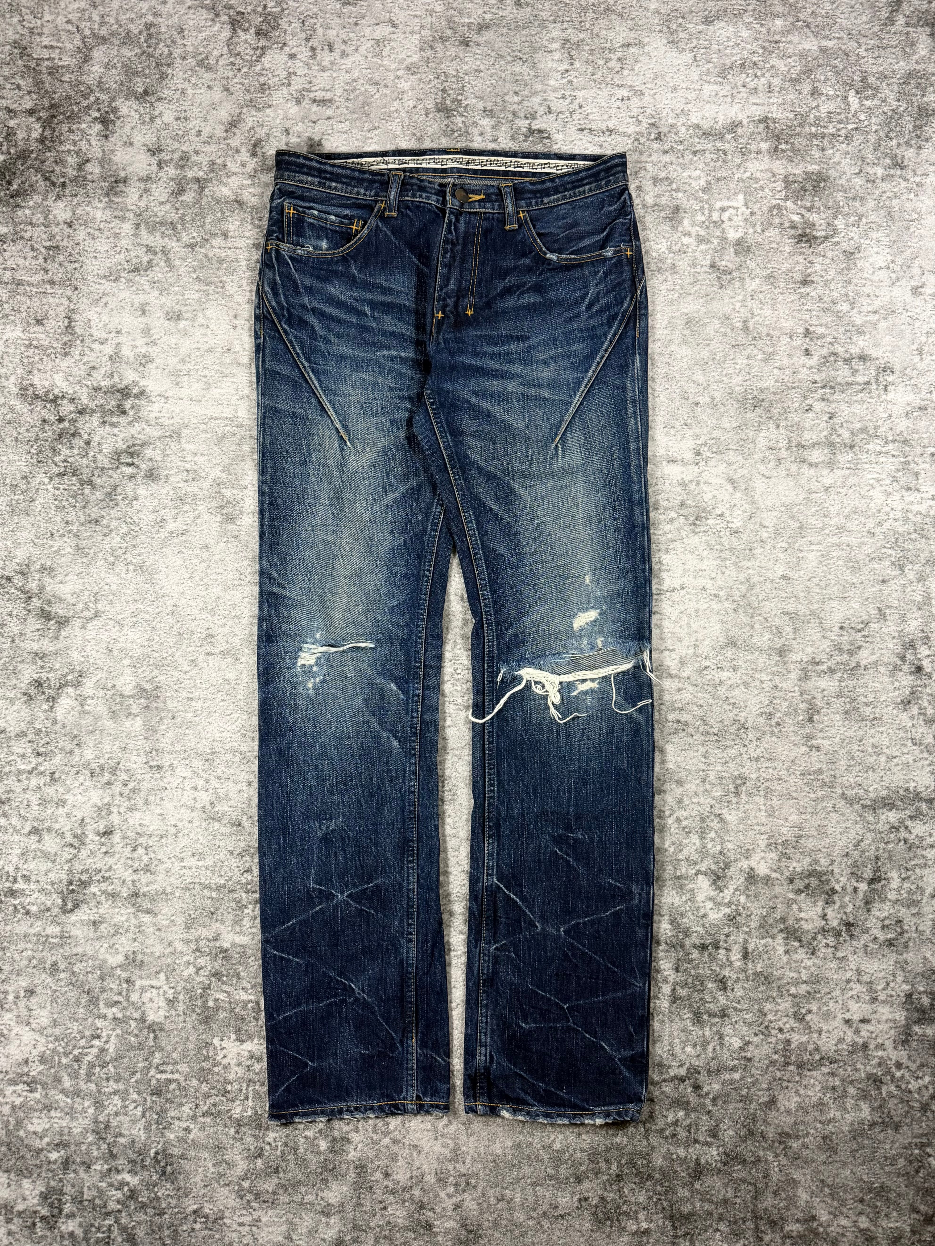 SS07 Number (N)ine “About A Boy” Deep Indigo Honeycomb Distress Pain Denim
