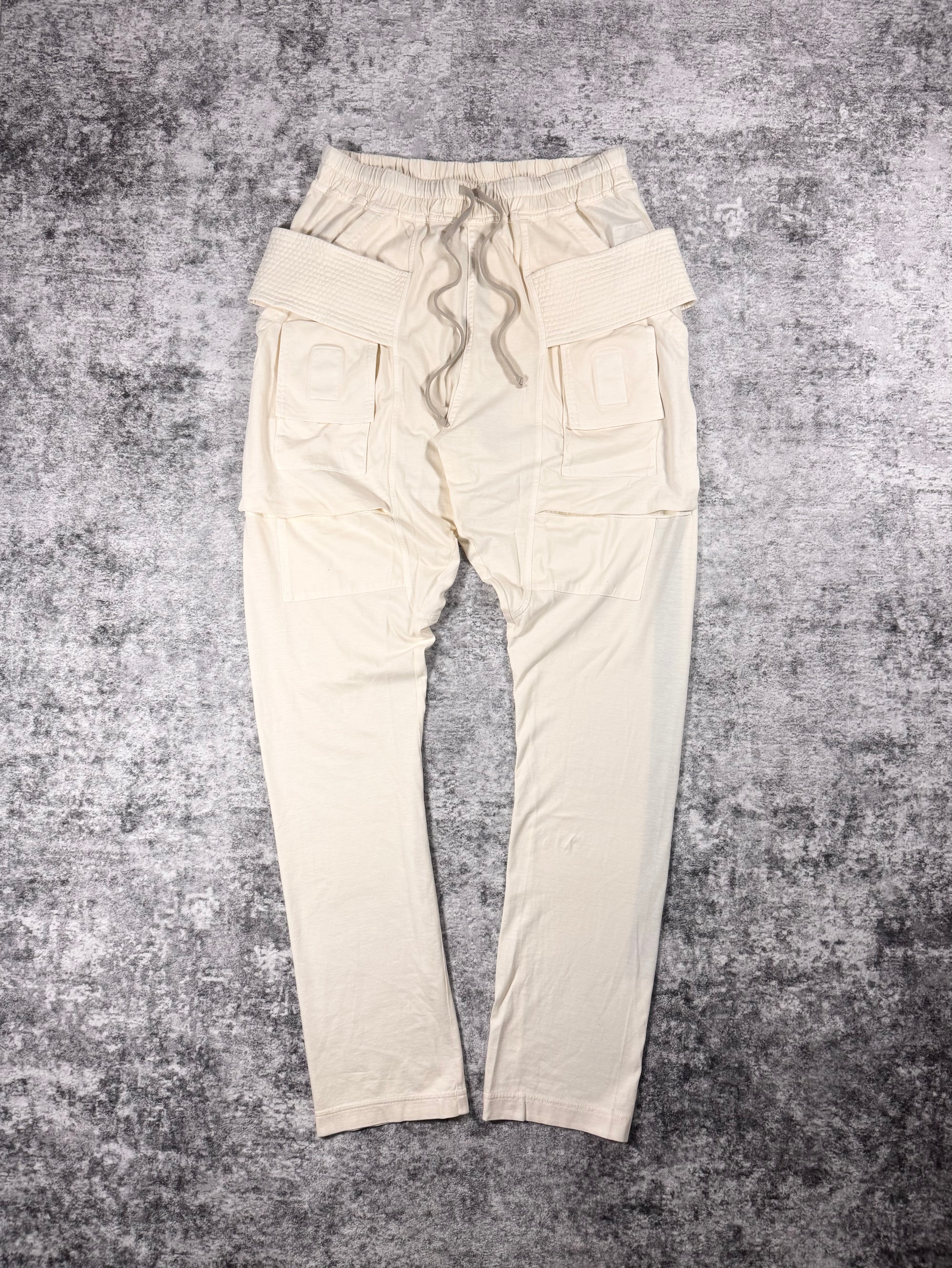 SS22 Rick Owens “Fogachine” Natural Creatch Cargo Sweatpants