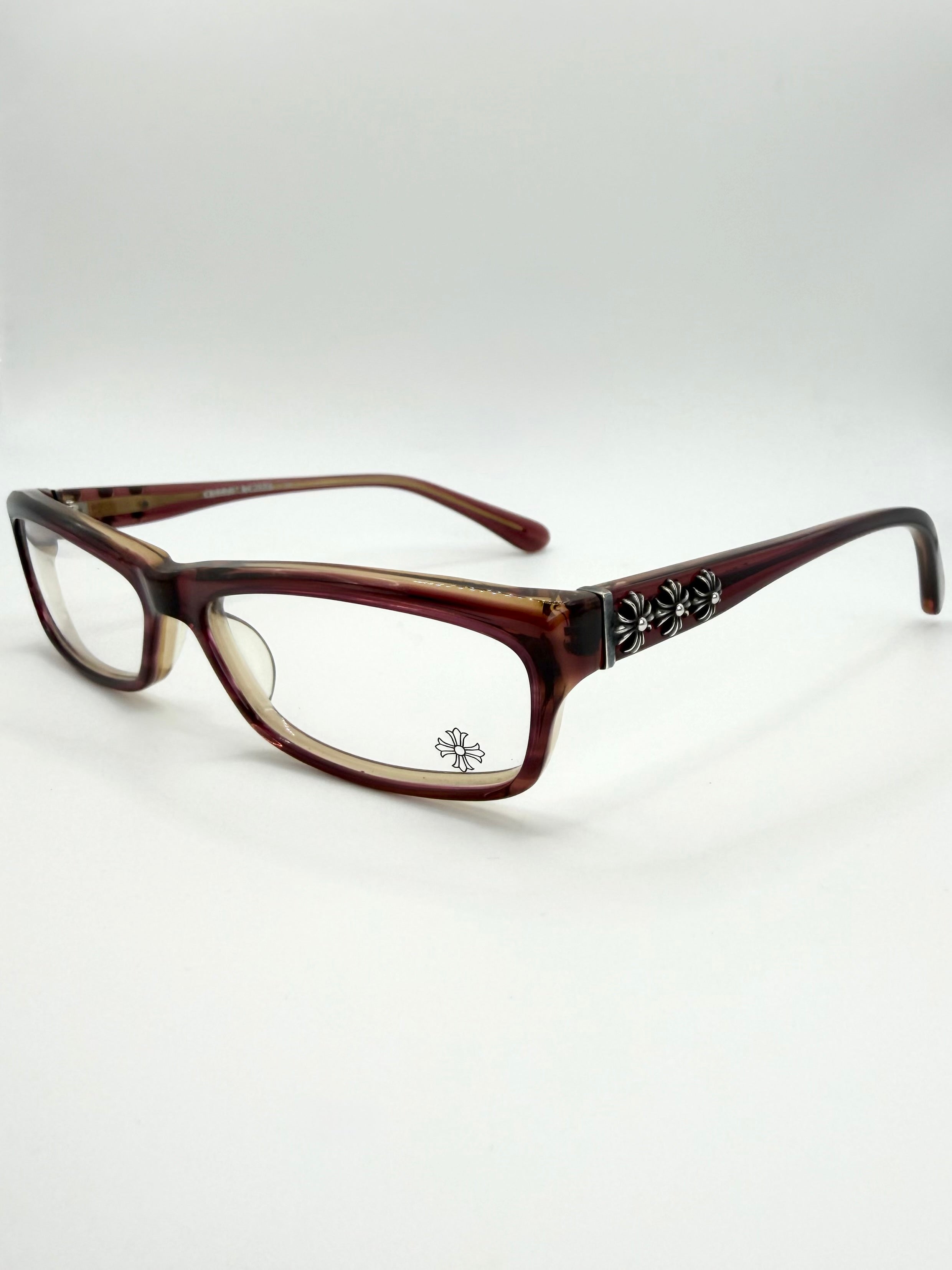 2000s Chrome Hearts ‘Pie At The ‘Y’’ Triple Cemetery Cross Glass Frames
