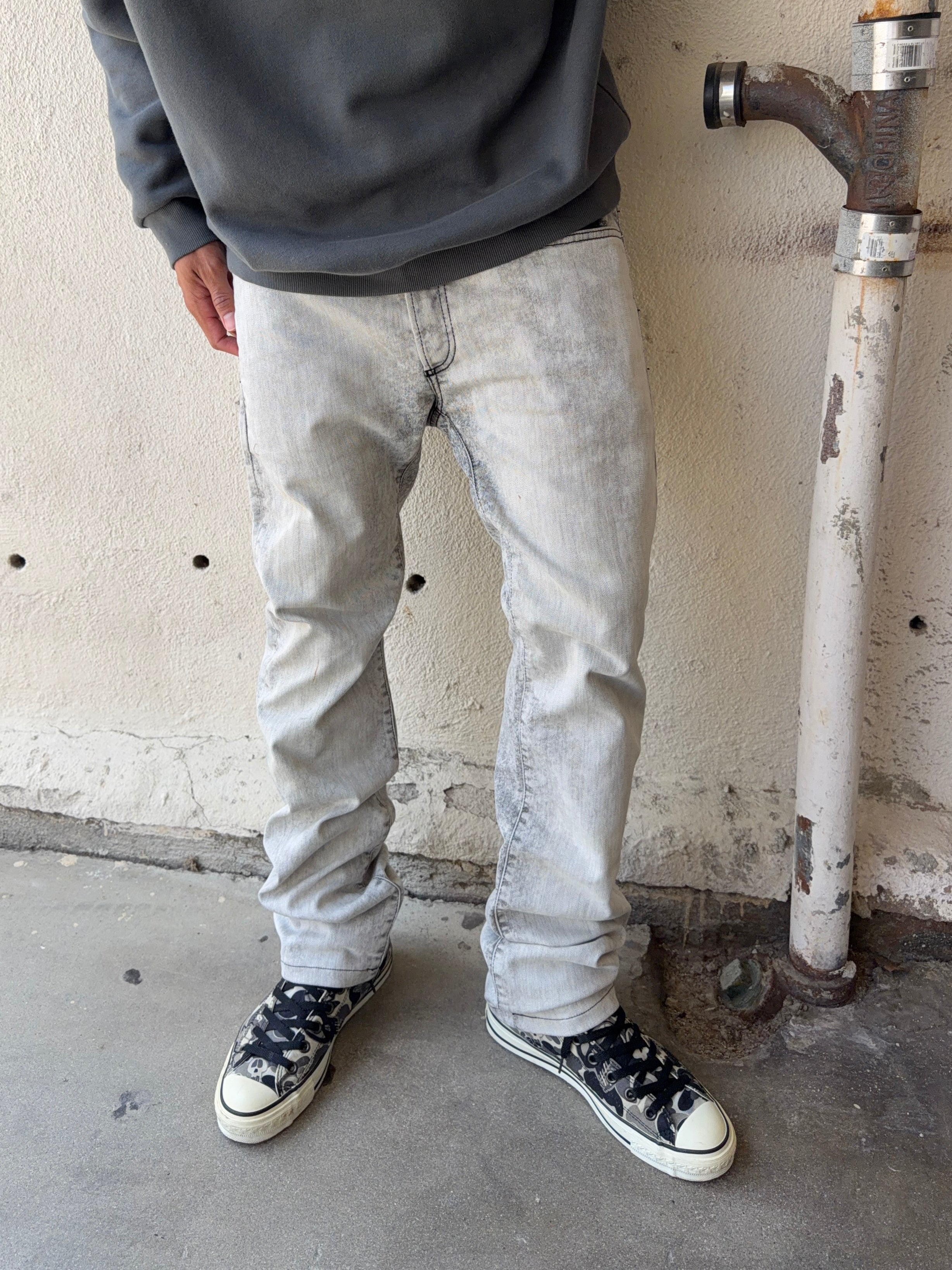 2010s Dior Homme Kris Van Assche Marble Grey Wash Denim