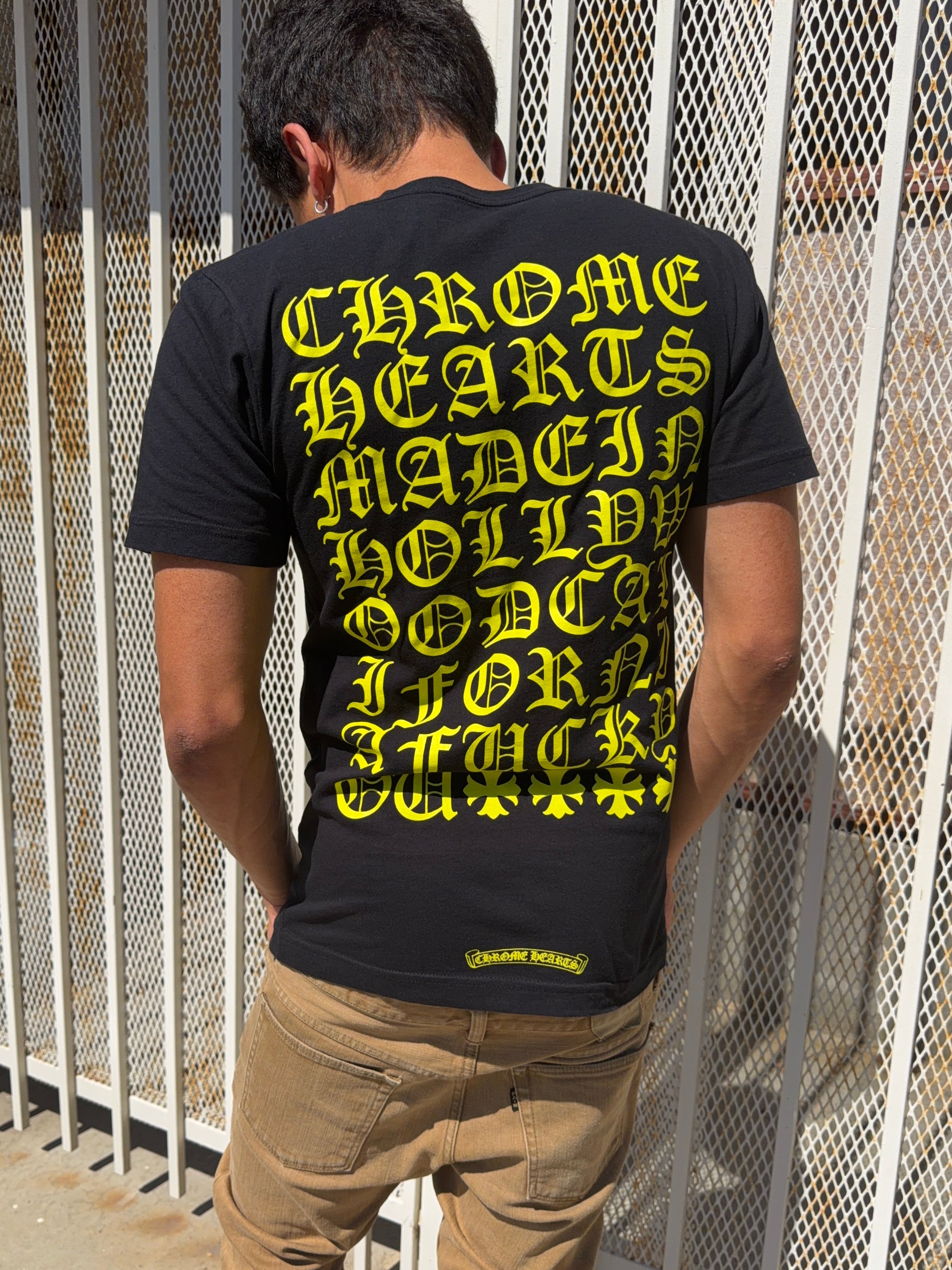 2010s Chrome Hearts Yellow ‘Fuck You’ Horse Shoe Script T shirt