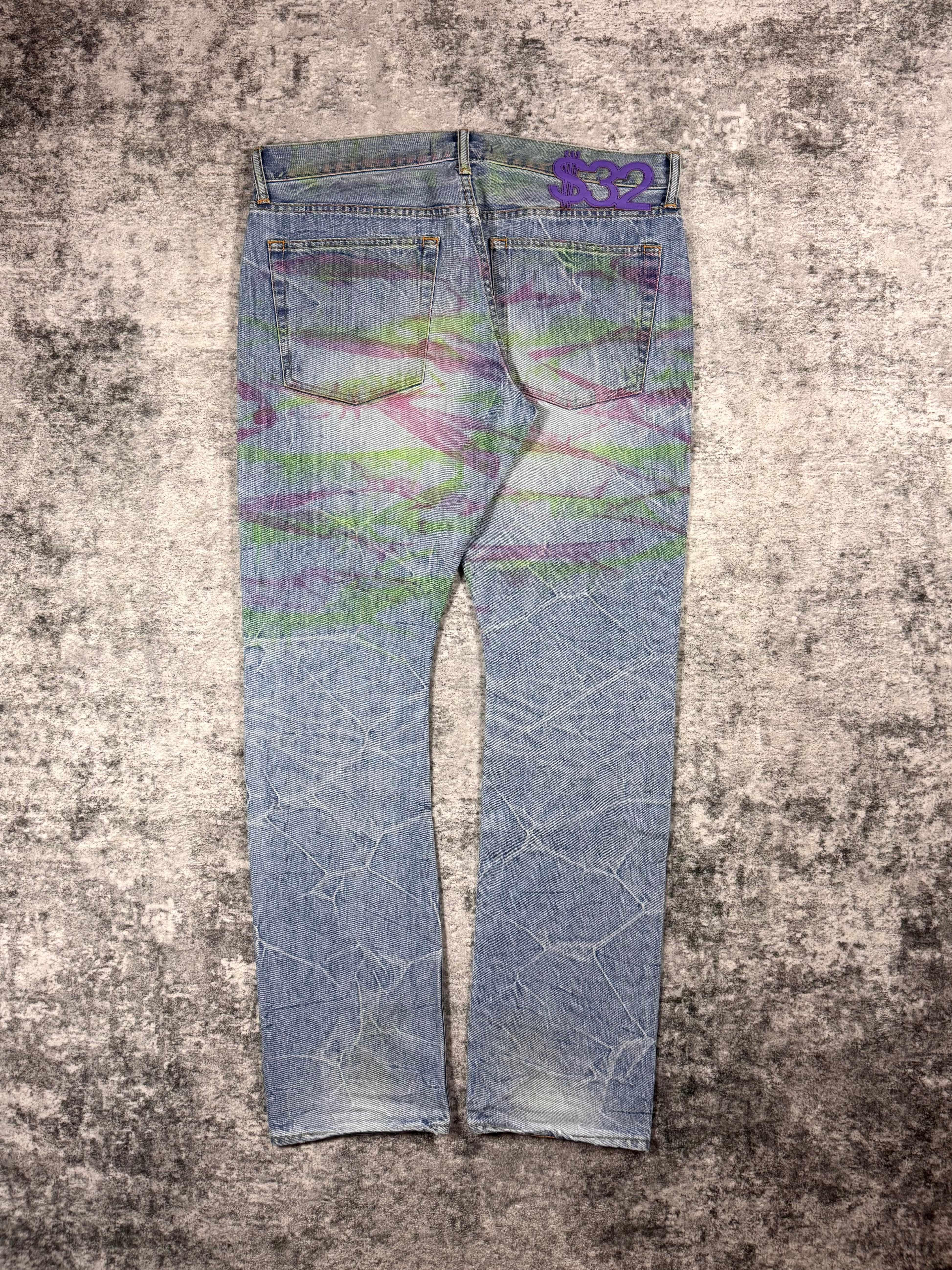 2000s Swagger Multicolor Abstract Dye Fade Denim