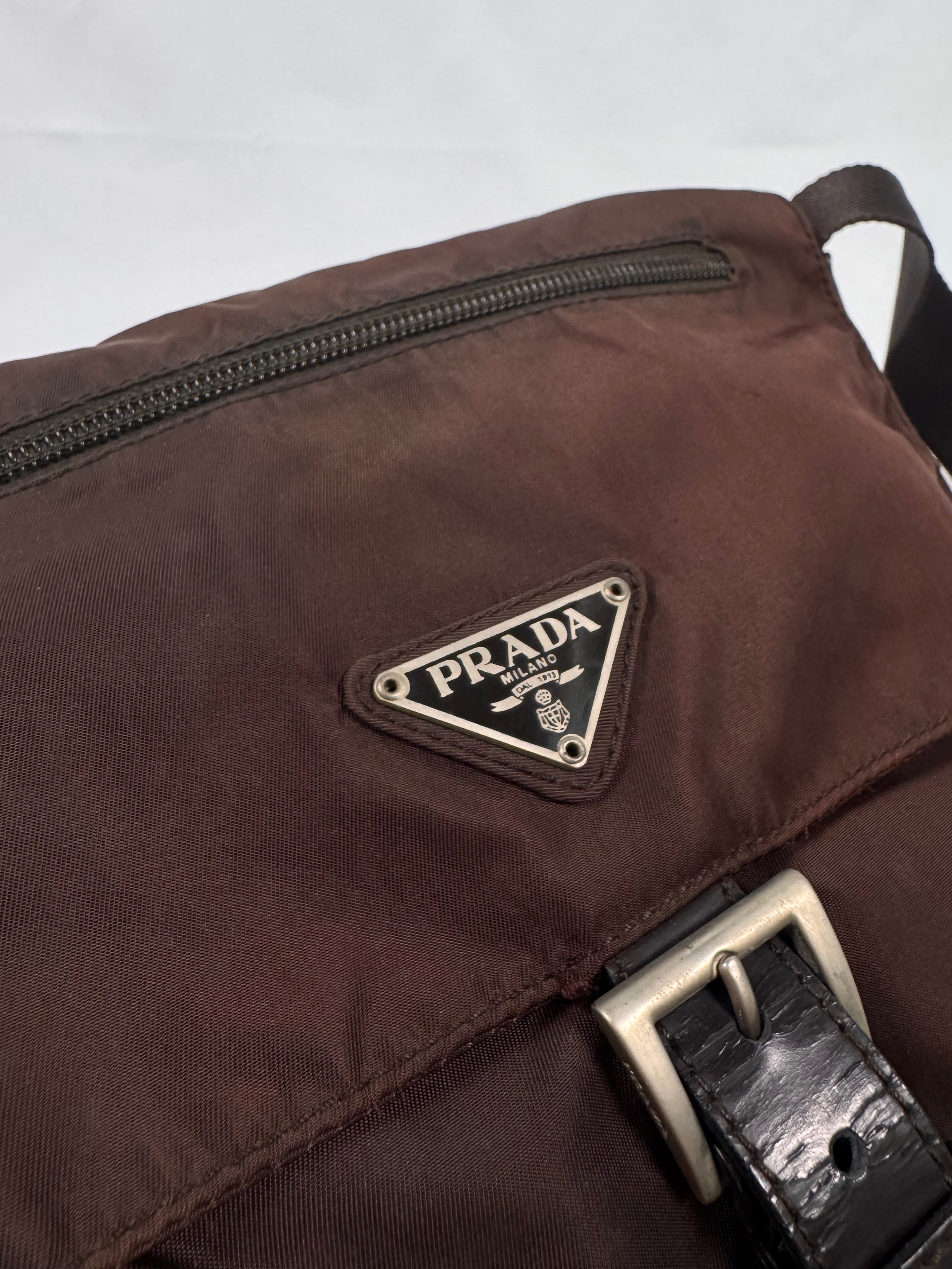 2000s Prada Milano ‘Chocolate’ Nylon Crossbody Bag