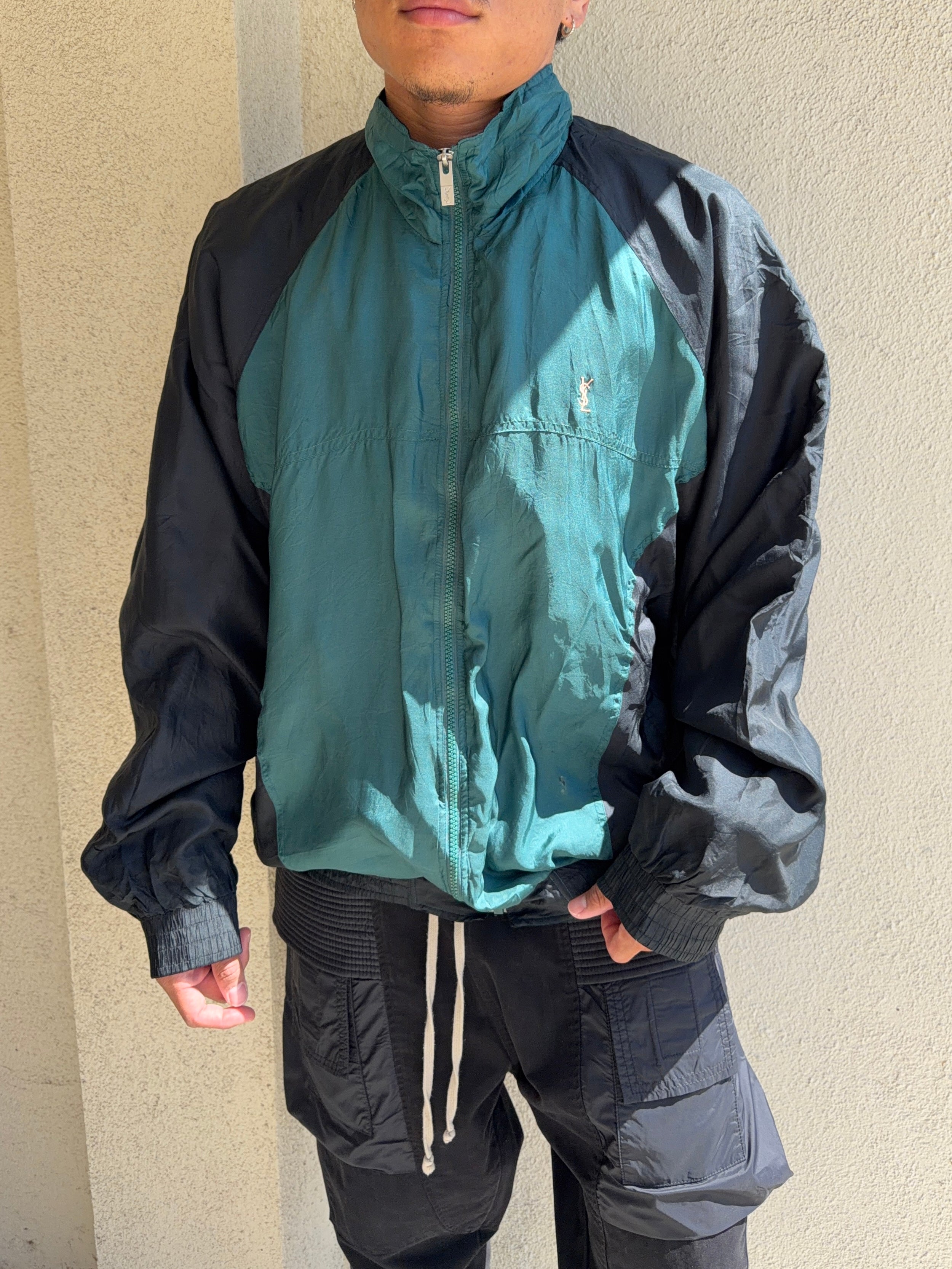 1990s Yves Saint Laurent Two-Tone ‘YSL’ Logo Nylon Jacket