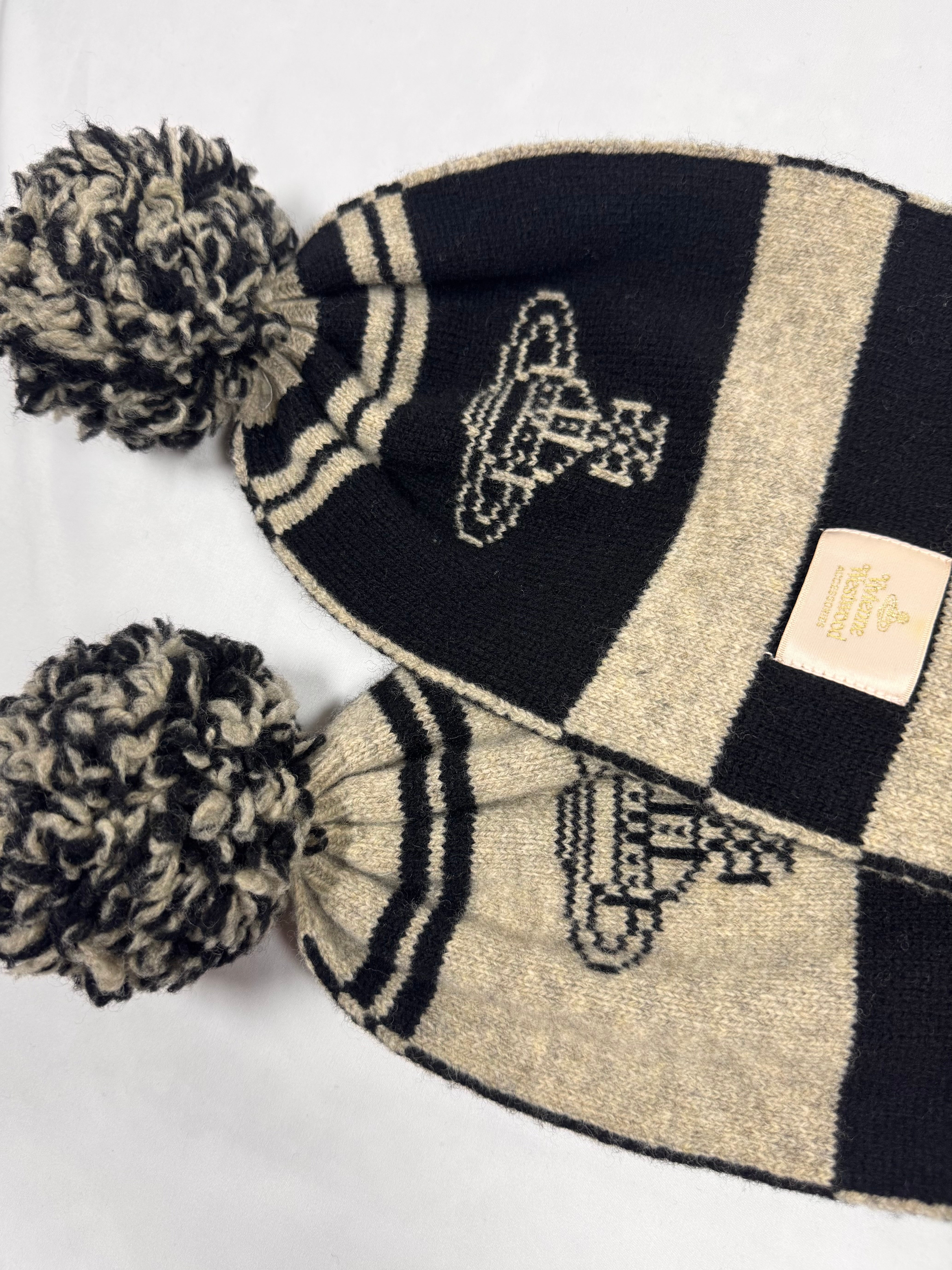 Vivienne Westwood Orb ‘Pom-Pom’ Wool Border Scarf