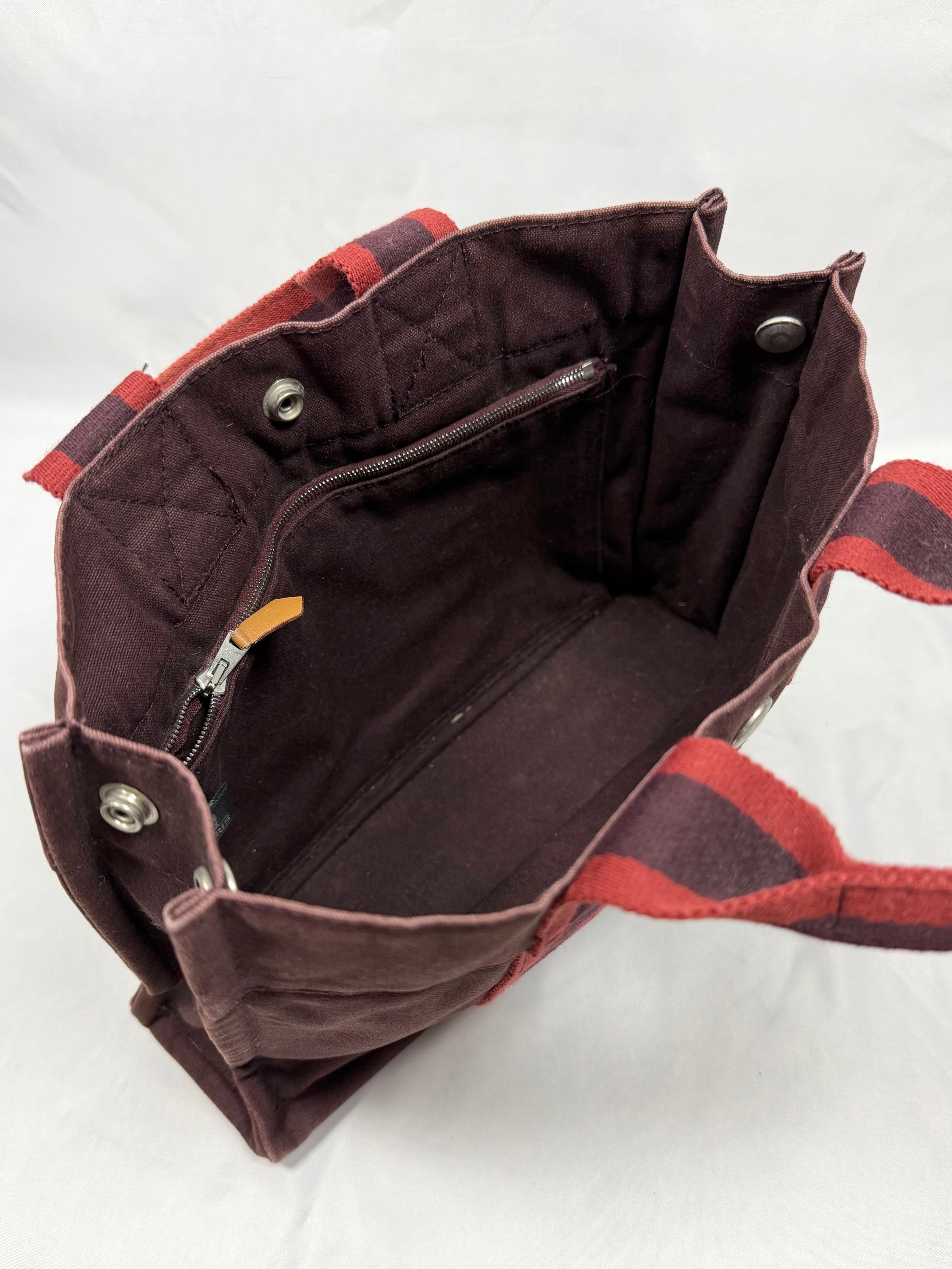 Hermès Fourre-Tout MM Burgundy Canvas Tote Bag