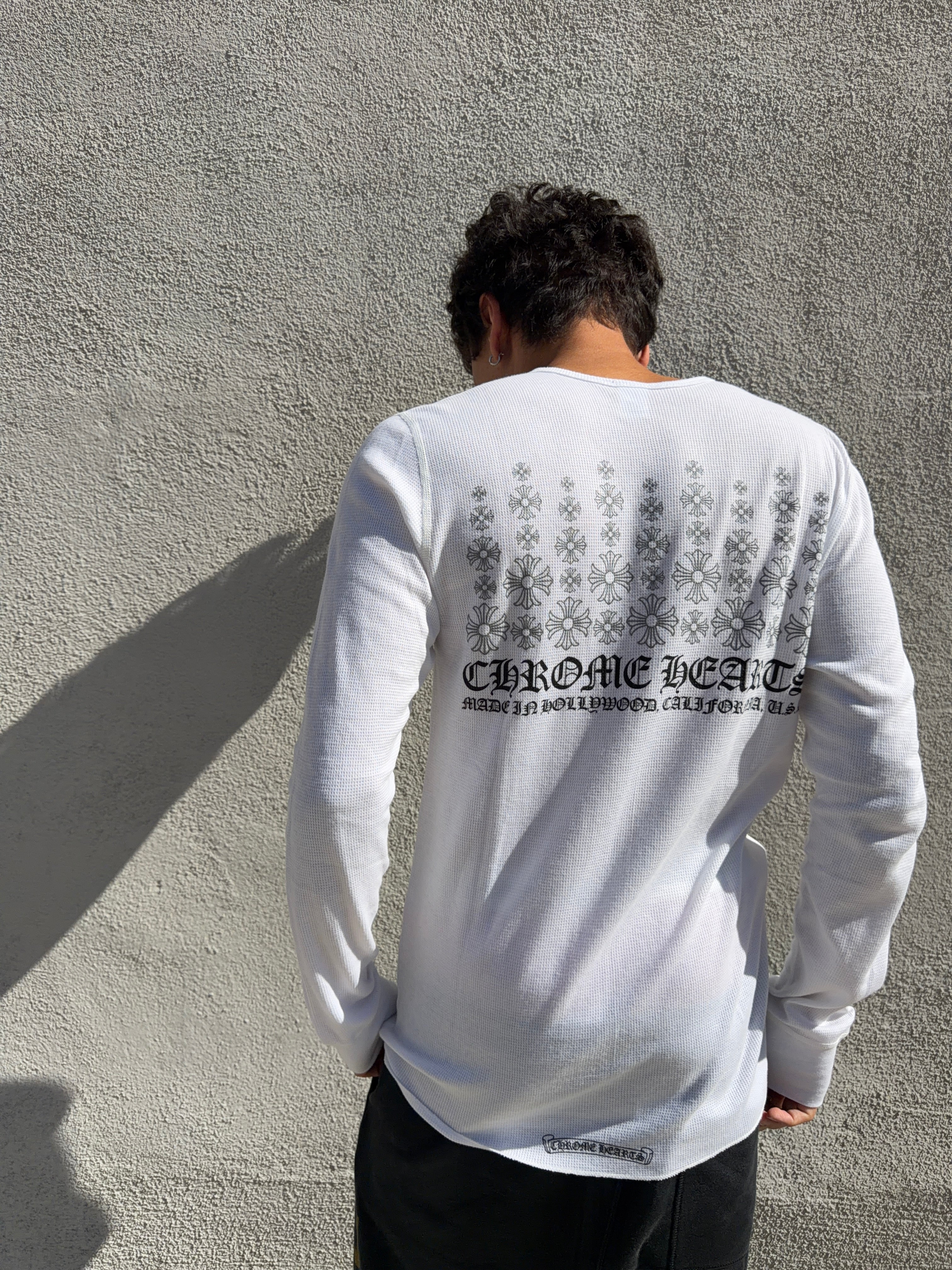 2010s Chrome Hearts ‘Multi-Cemetery Cross’ White Thermal Longsleeve