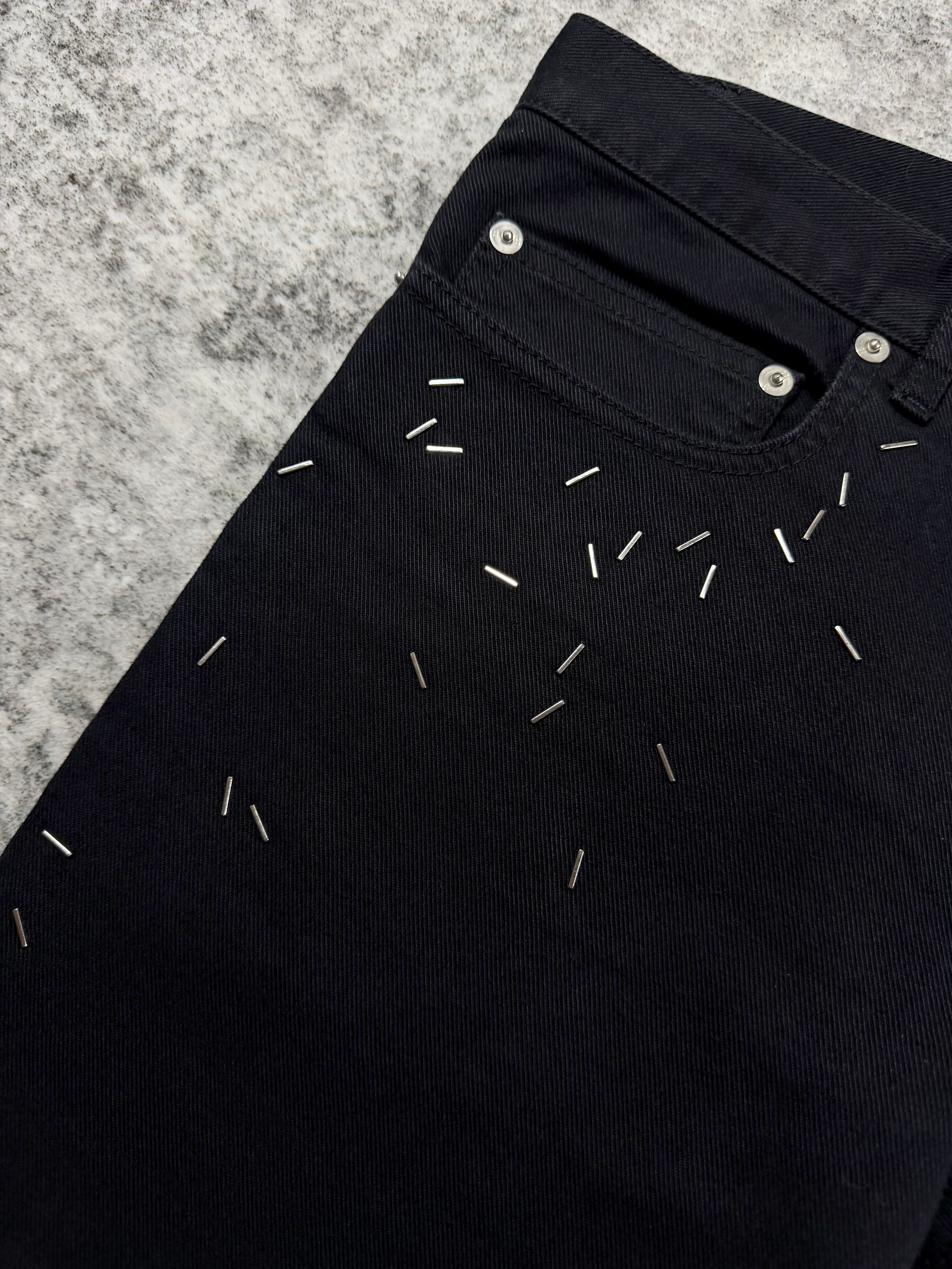 SS15 Dior Homme Kris Van Assche Staple Embellished Black Denim