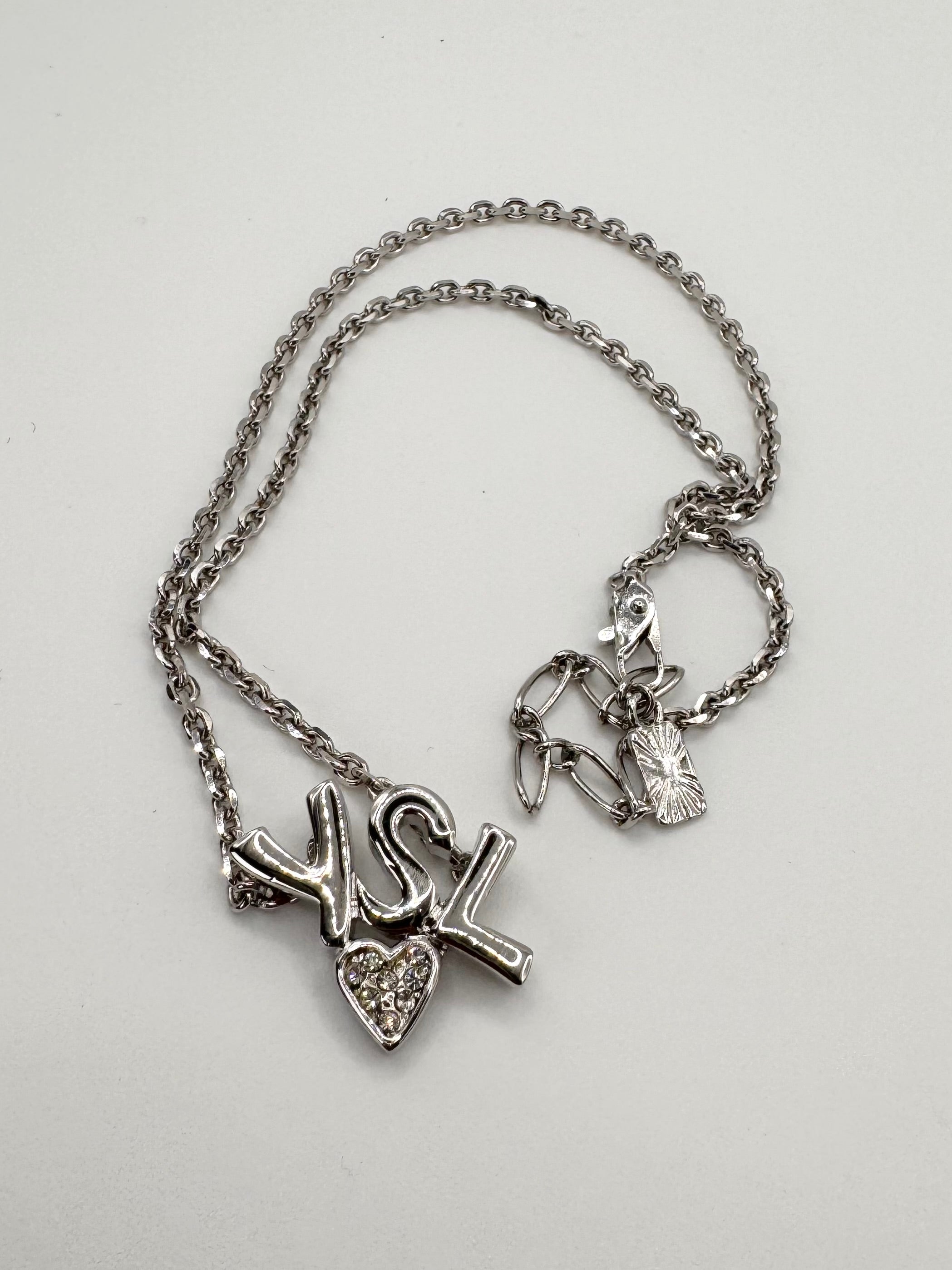 2000s Yves Saint Laurent ‘YSL’ Heart Logo Necklace