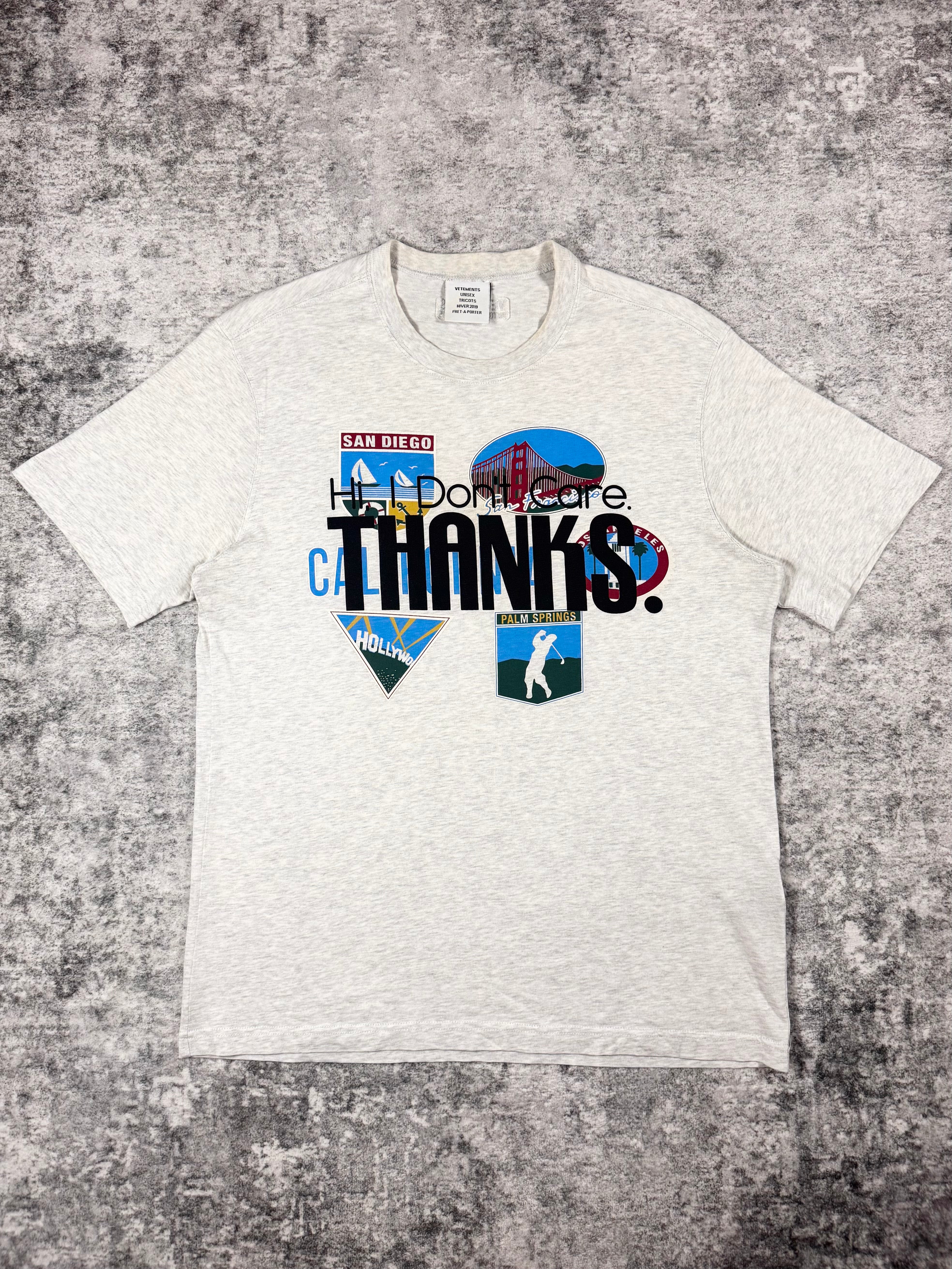 AW18 Vetements ‘Hi I Don’t Care Thanks’ Tourist T shirt