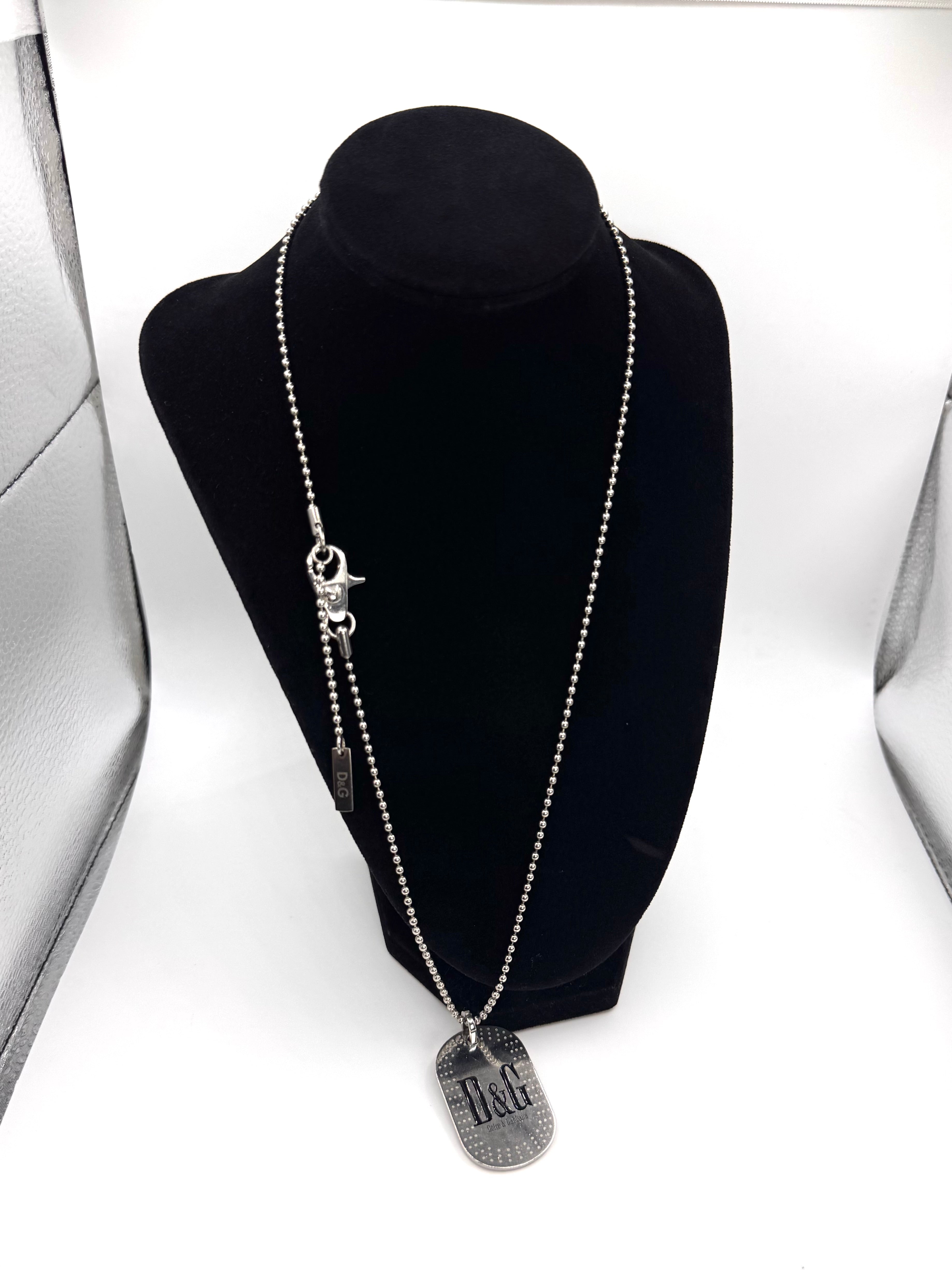 2000s Dolce & Gabbana ‘D&G’ Logo Dog Tag Necklace