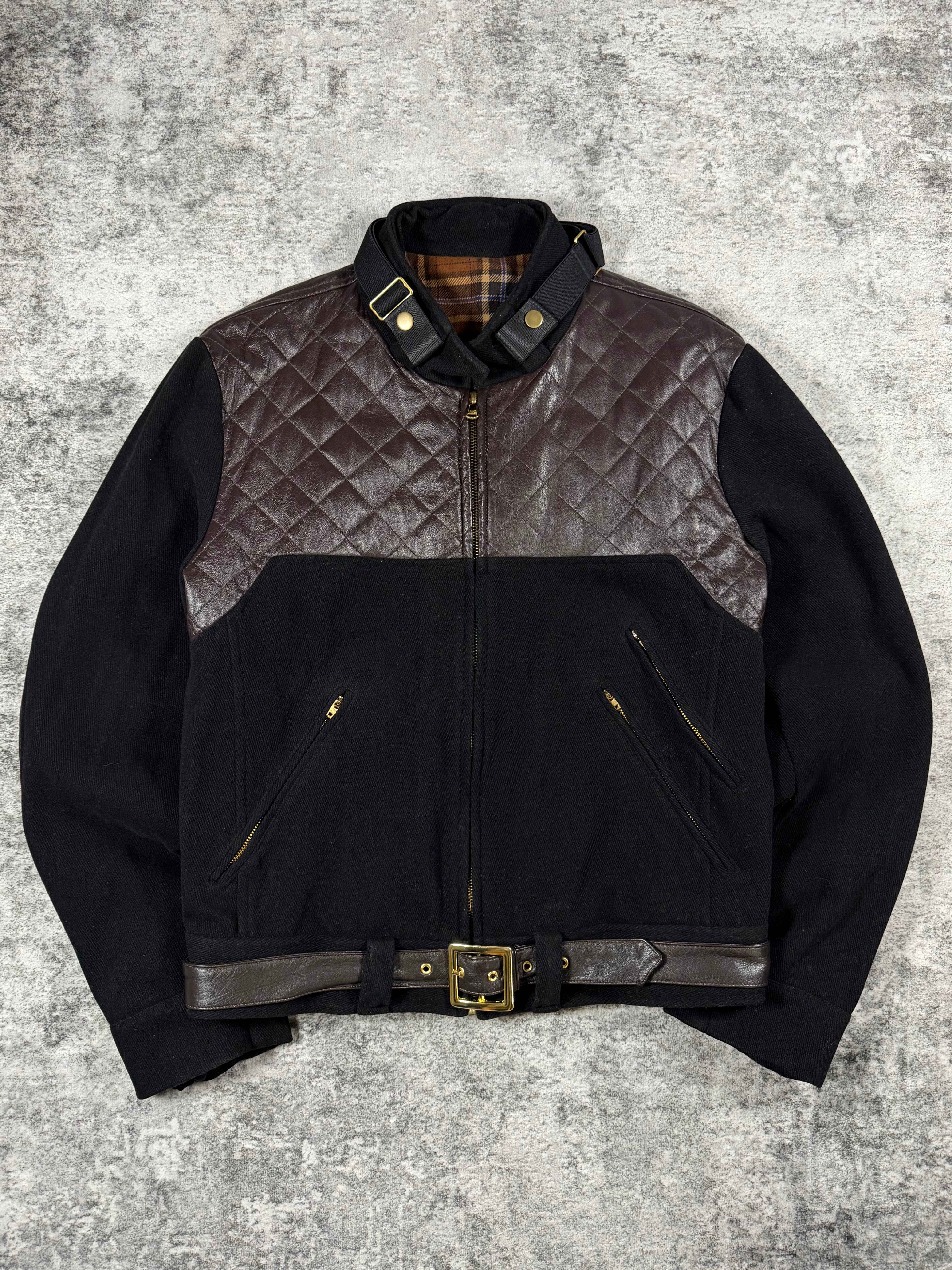 2000s Dolce & Gabbana Belted Hybrid Nappa Horsehide Leather Jacket