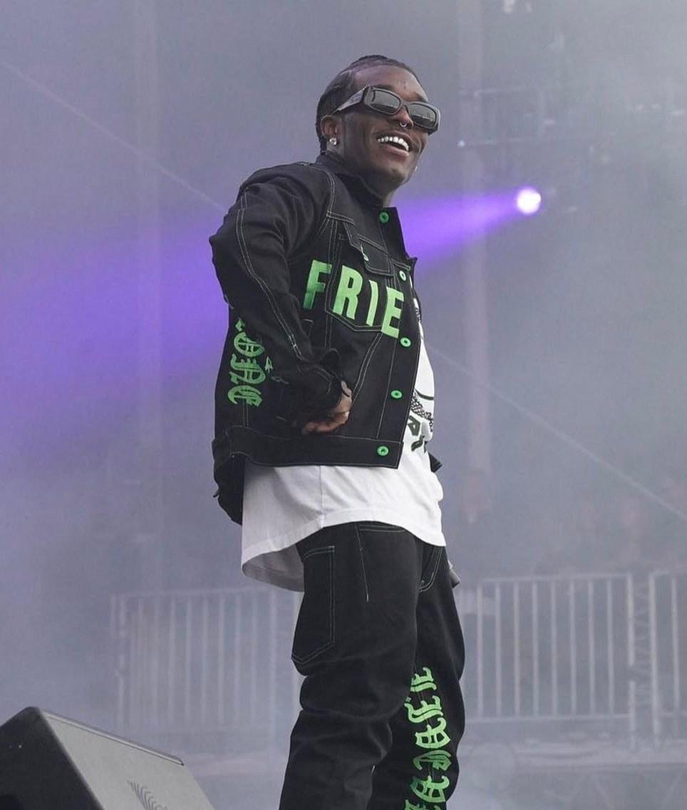 SS18 Vlone Neon Green ‘Old English’ Friends Denim Jacket