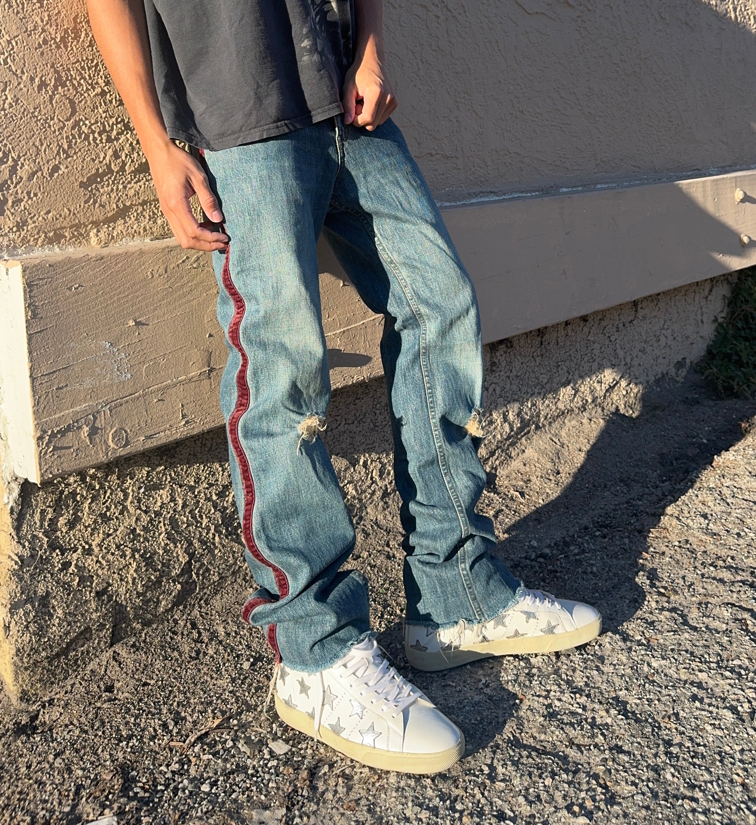 AW02 Undercover “Witch’s Cell Division” Velour Stripe Denim