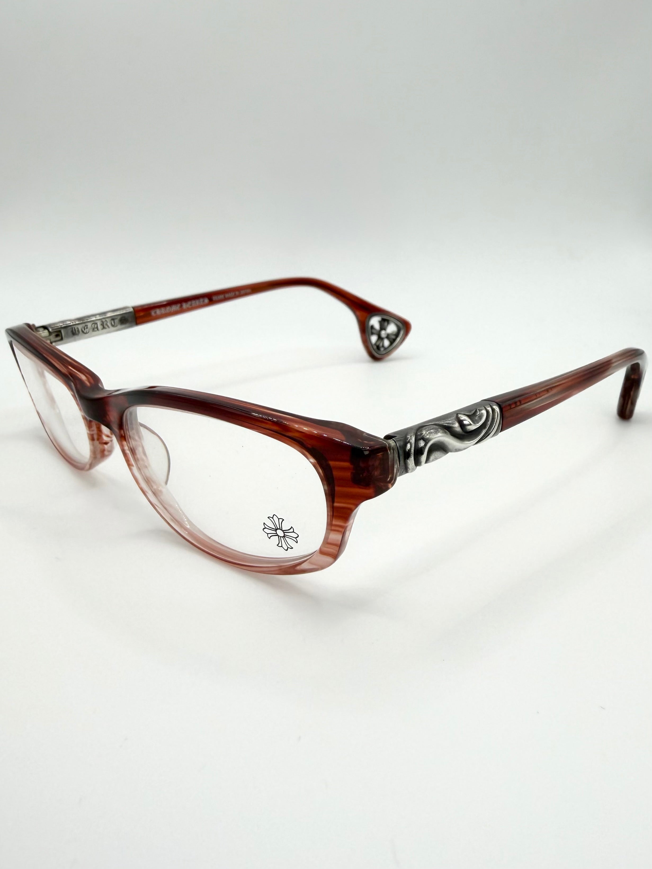 Chrome Hearts ‘SKY’ Scroll Cross Cut-Out Red Marble Acetate Glass Frames