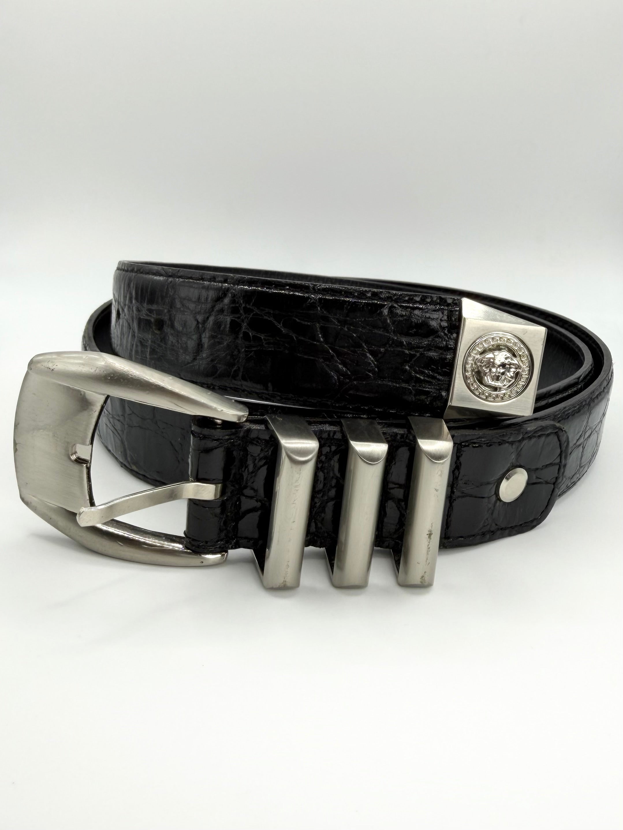 1990s Gianni Versace ‘1581’ Medusa Crocodile-Embossed Leather Belt
