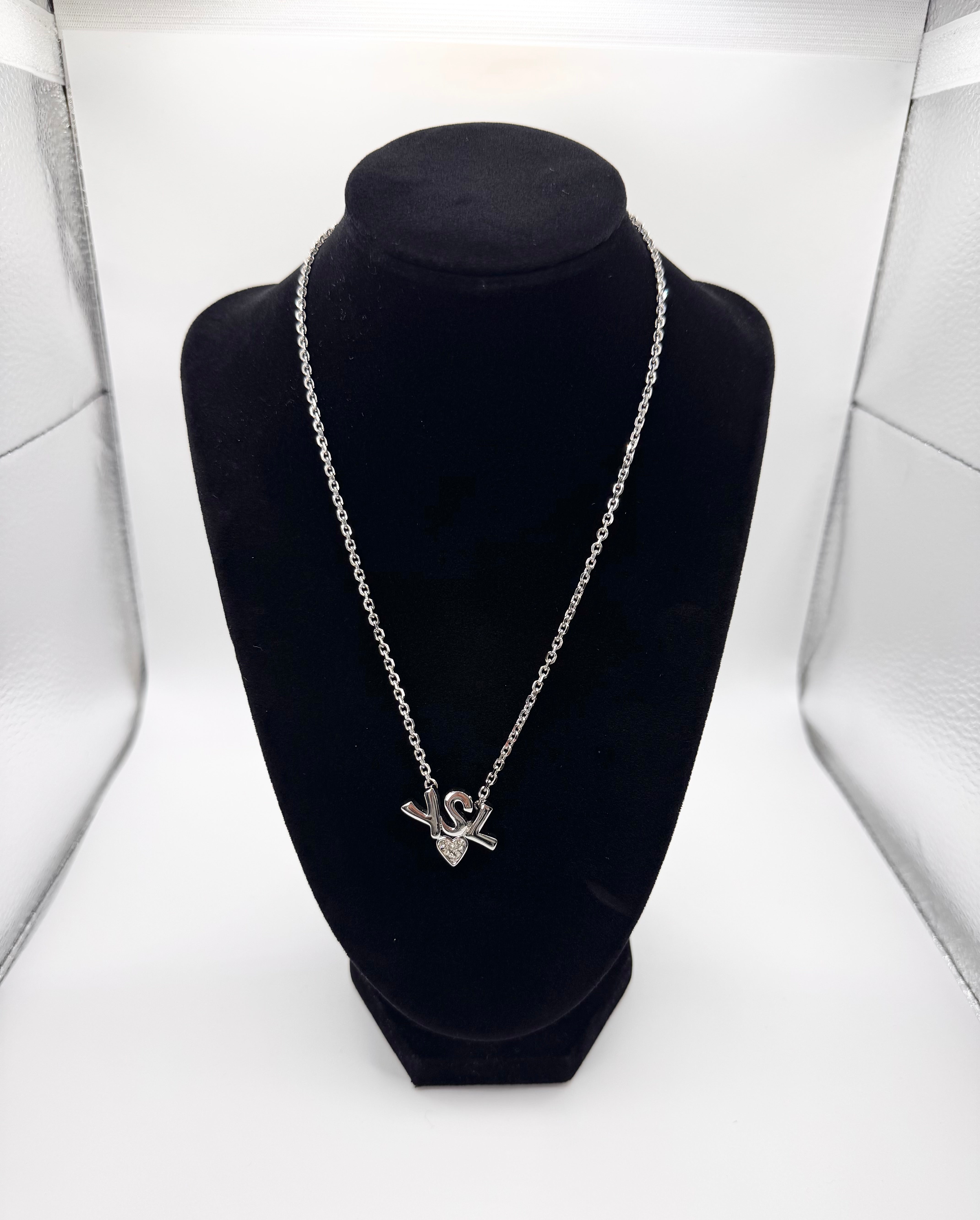 2000s Yves Saint Laurent ‘YSL’ Heart Logo Necklace