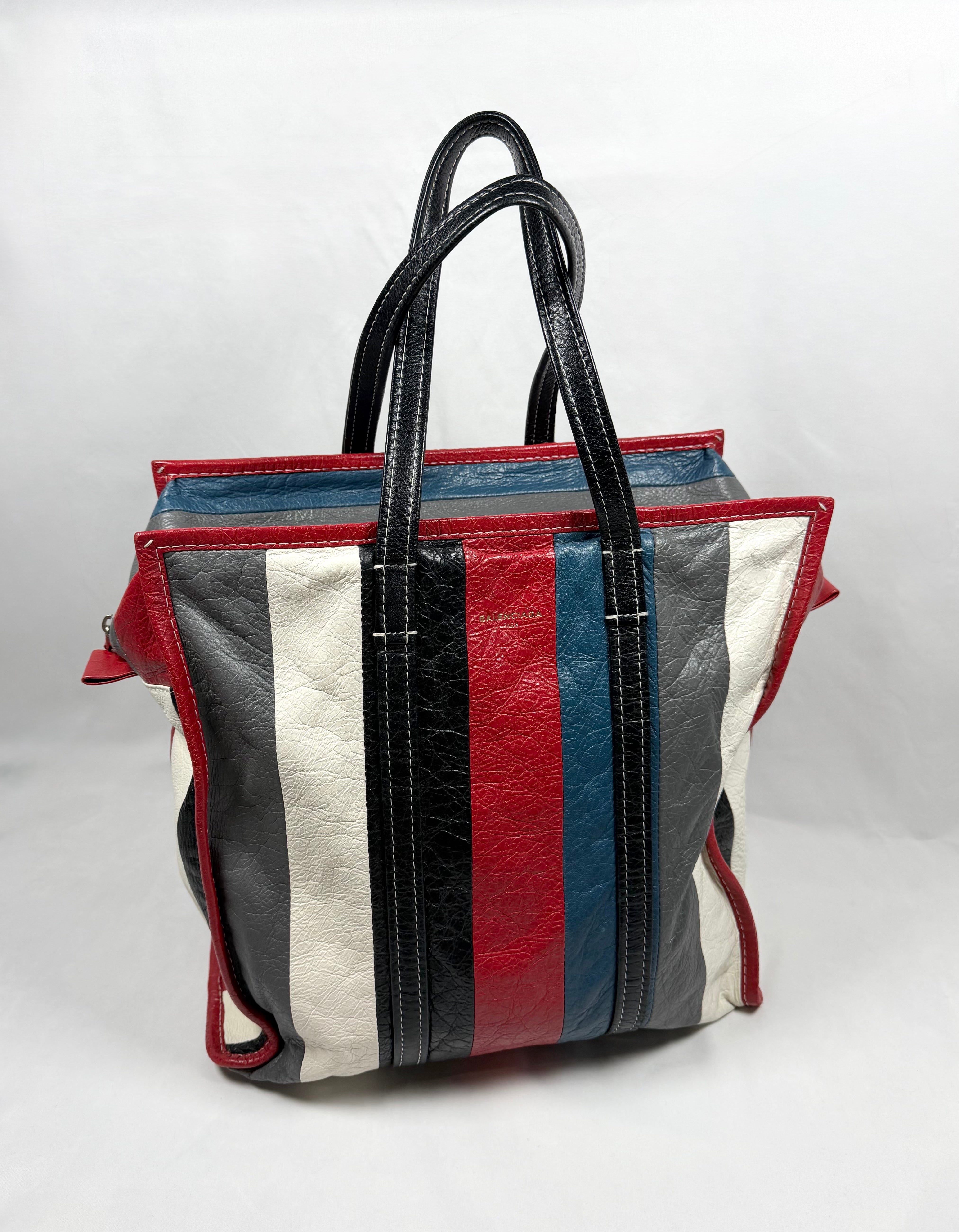Balenciaga ‘Bazar’ Multi-Color Stripe Giant Calfskin Tote Bag