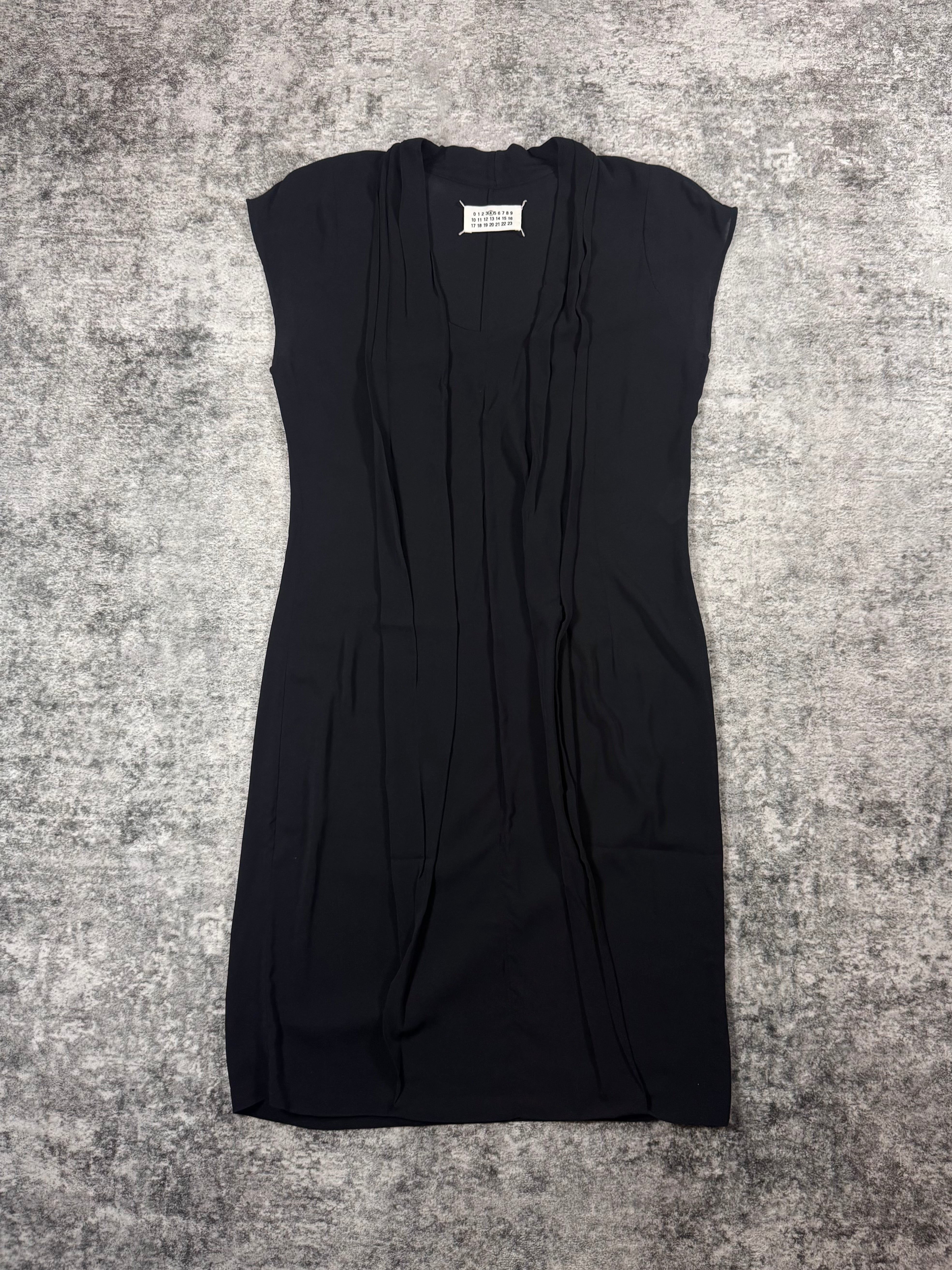 2000s Maison Margiela Black Draped Panel Sleeveless Dress