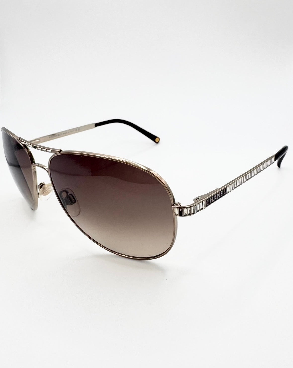2000s Chanel ‘4121-B’ Crystal Aviator Sunglasses