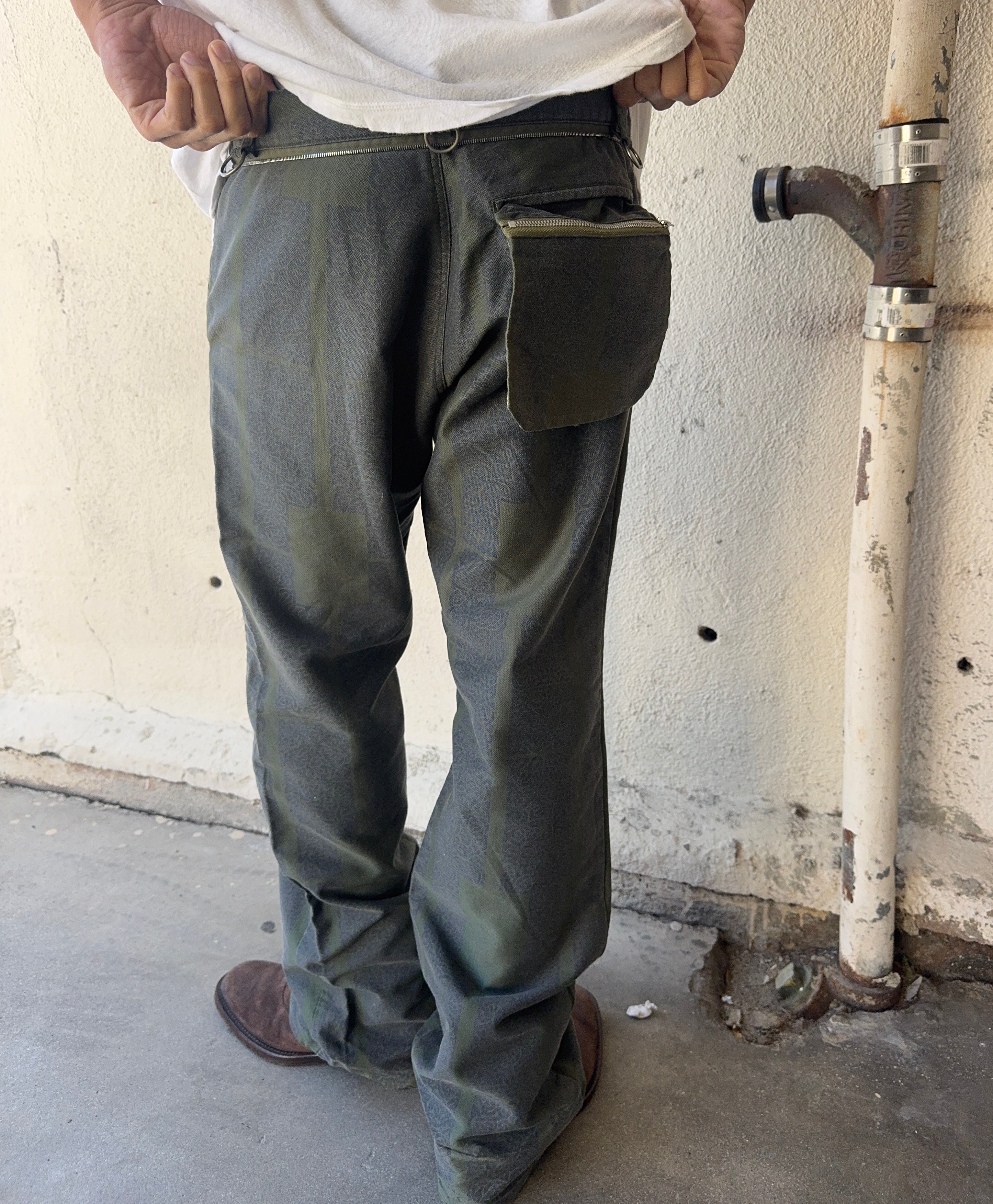 SS03 Undercover “Scab” Ethnic Jacquard D-Ring Zipper Pants