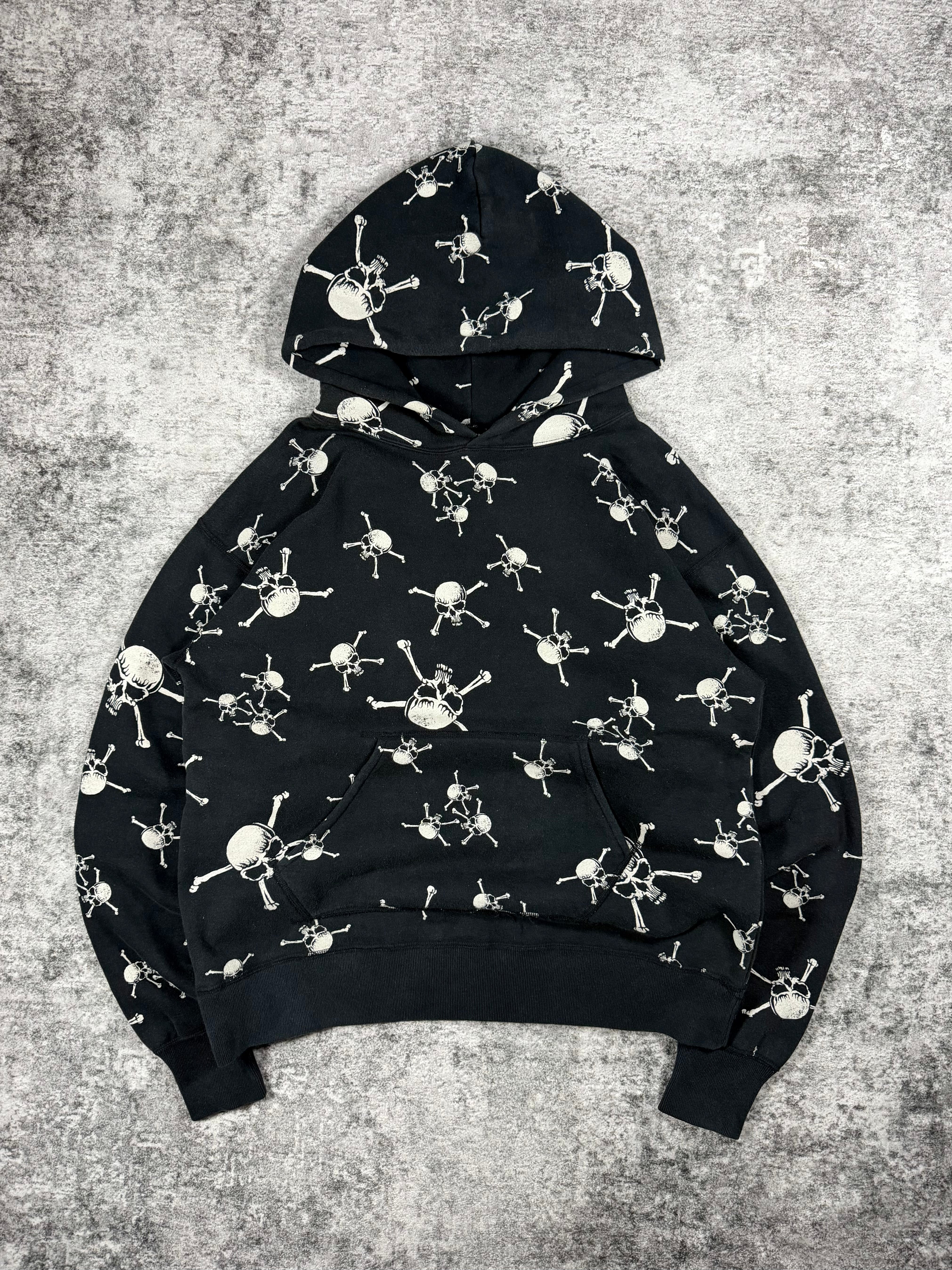 FW23 Saint Michael All-Over Cross-Bone Skull Hoodie
