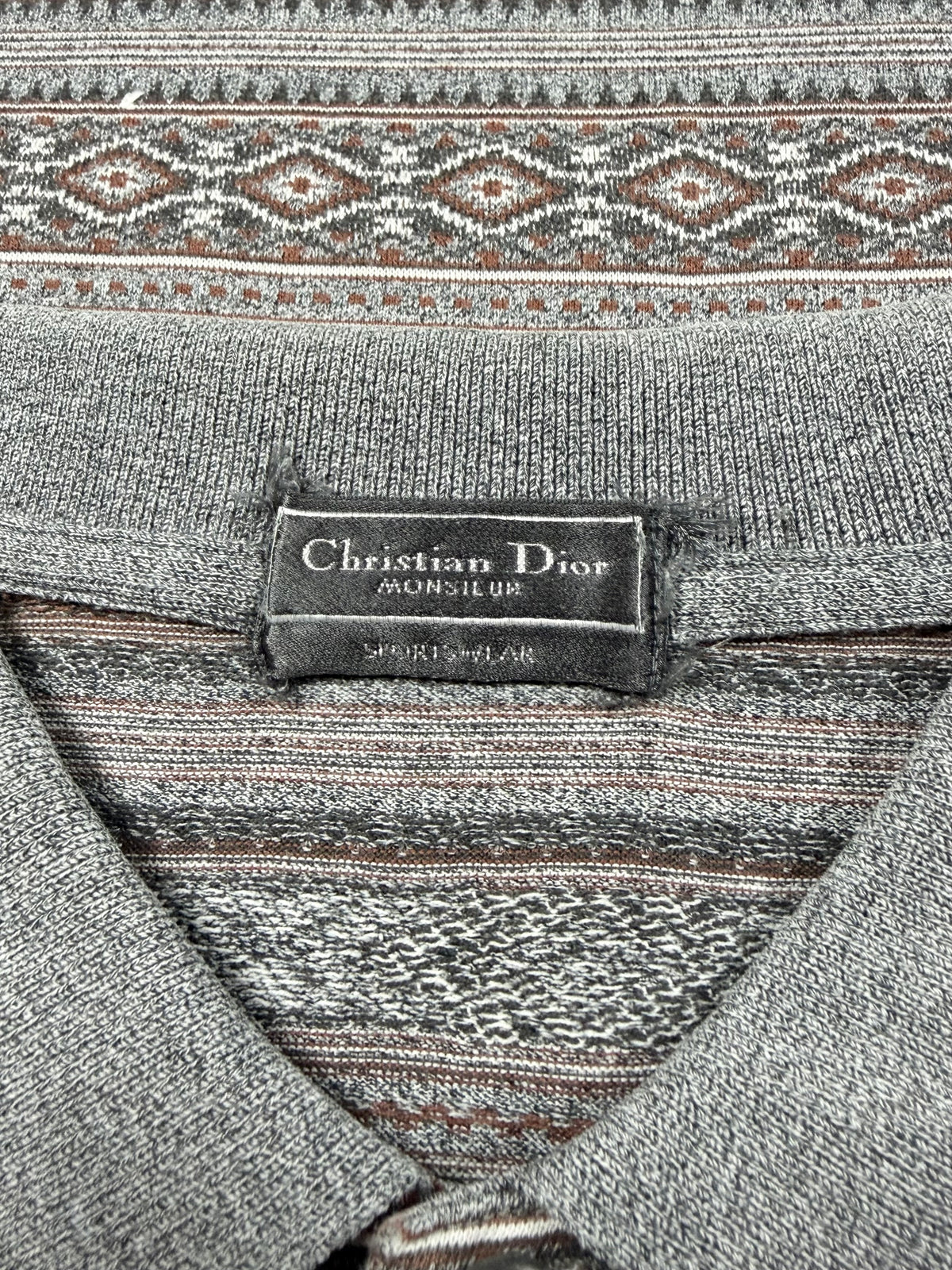 1990s Christian Dior Monsieur Geometric Pattern Polo