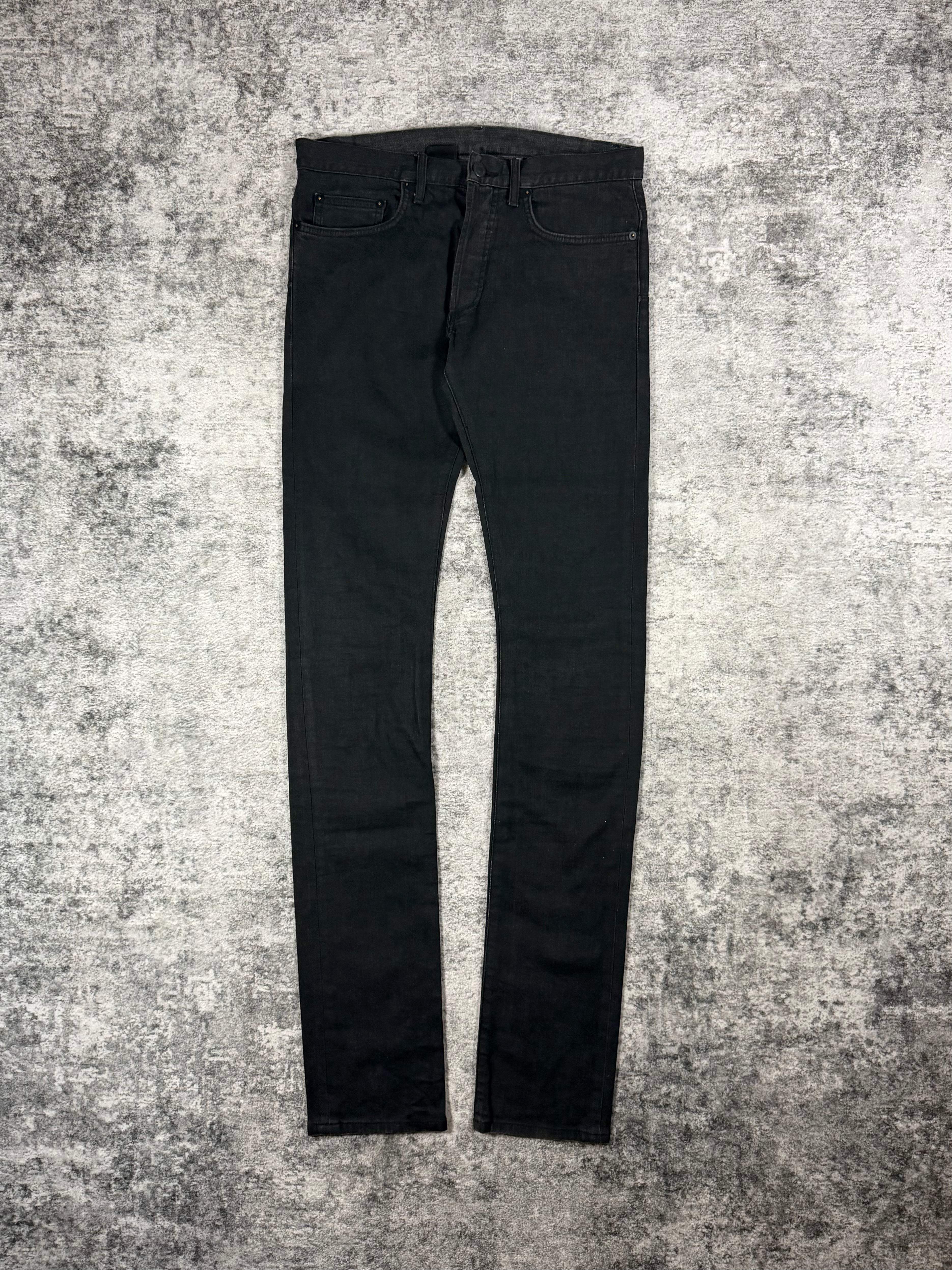 FW09 Dior Homme Kris Van Assche Black Oil Spill Unaltered Denim