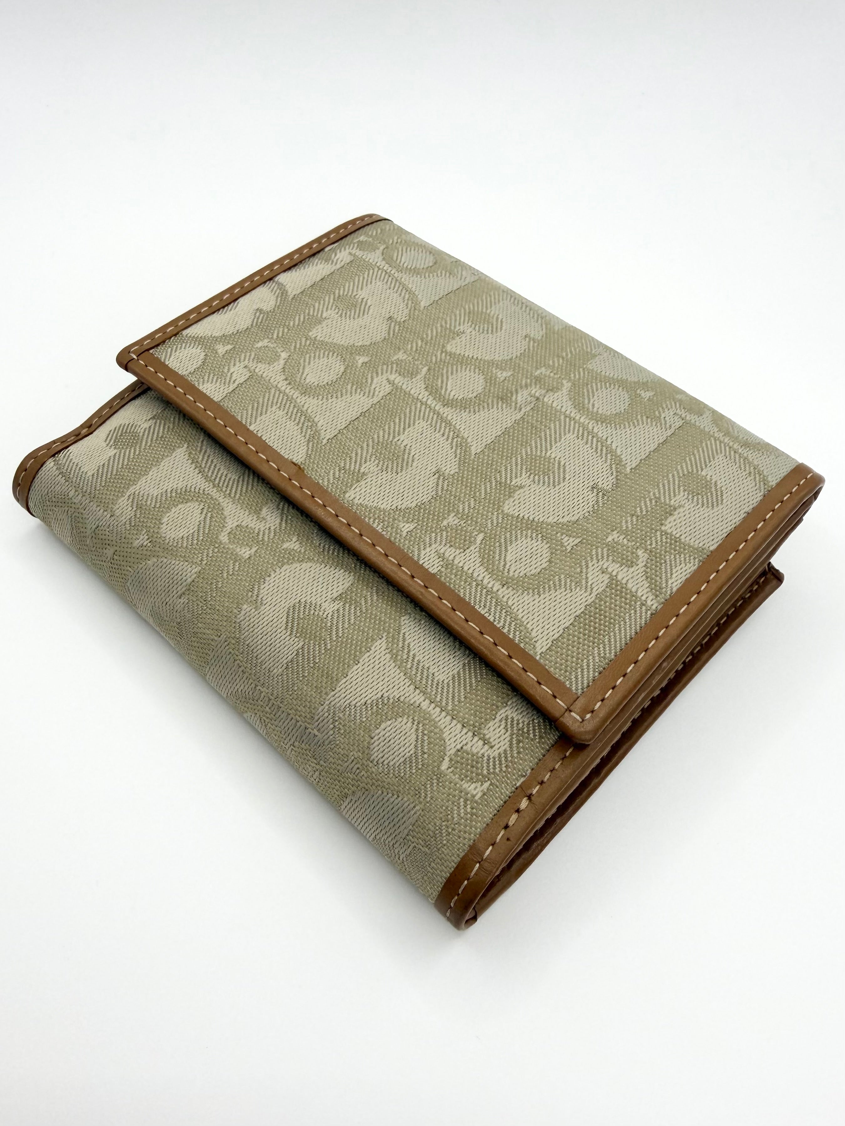 2000s Dior ‘Trotter’ Beige Monogram Canvas Compact Wallet