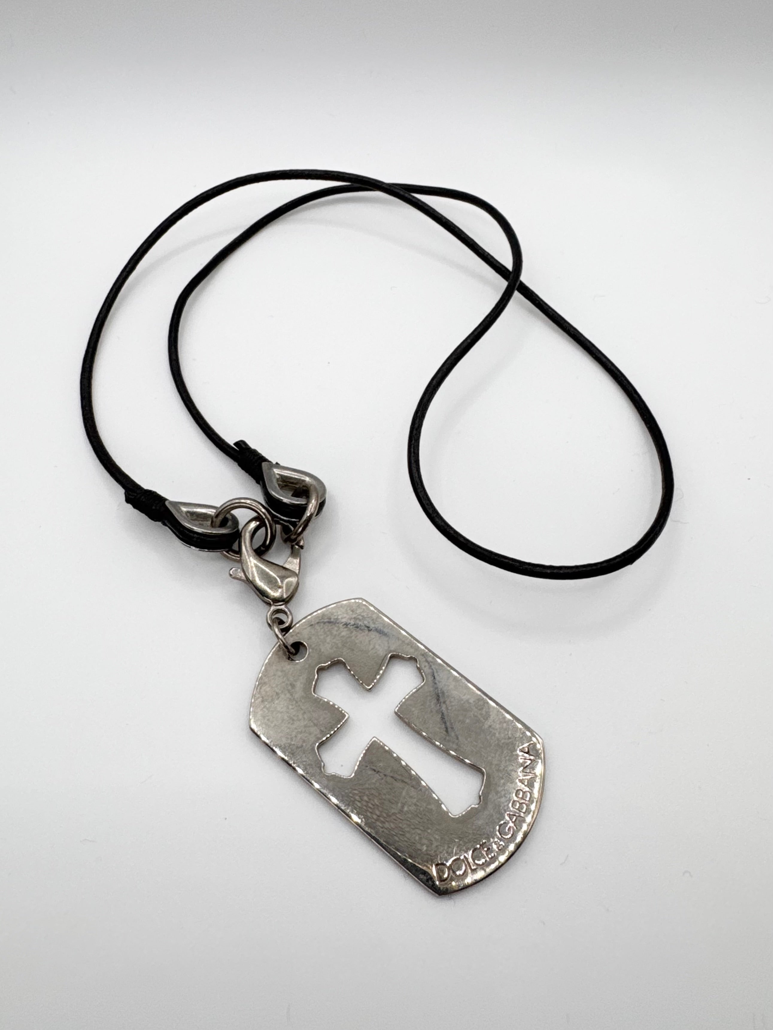 2000s Dolce & Gabbana ‘Cross Cut-Out’ Dog Tag Necklace