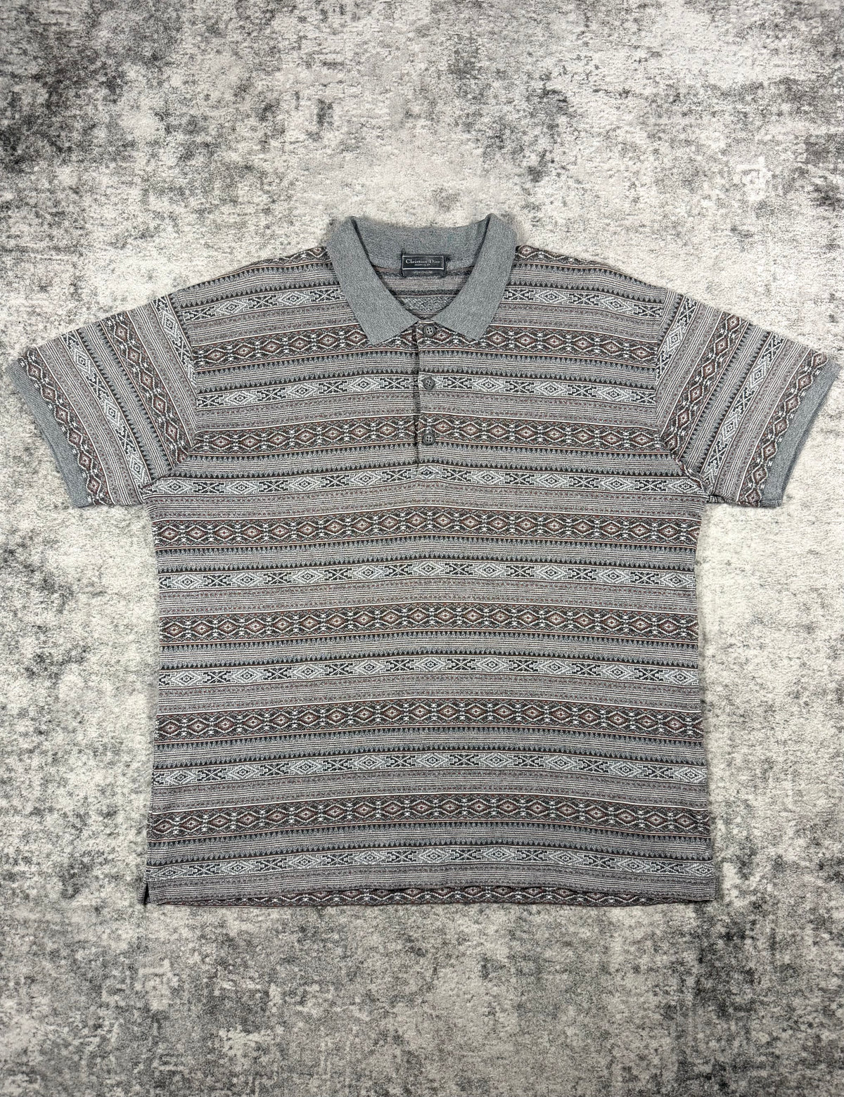 1990s Christian Dior Monsieur Geometric Pattern Polo