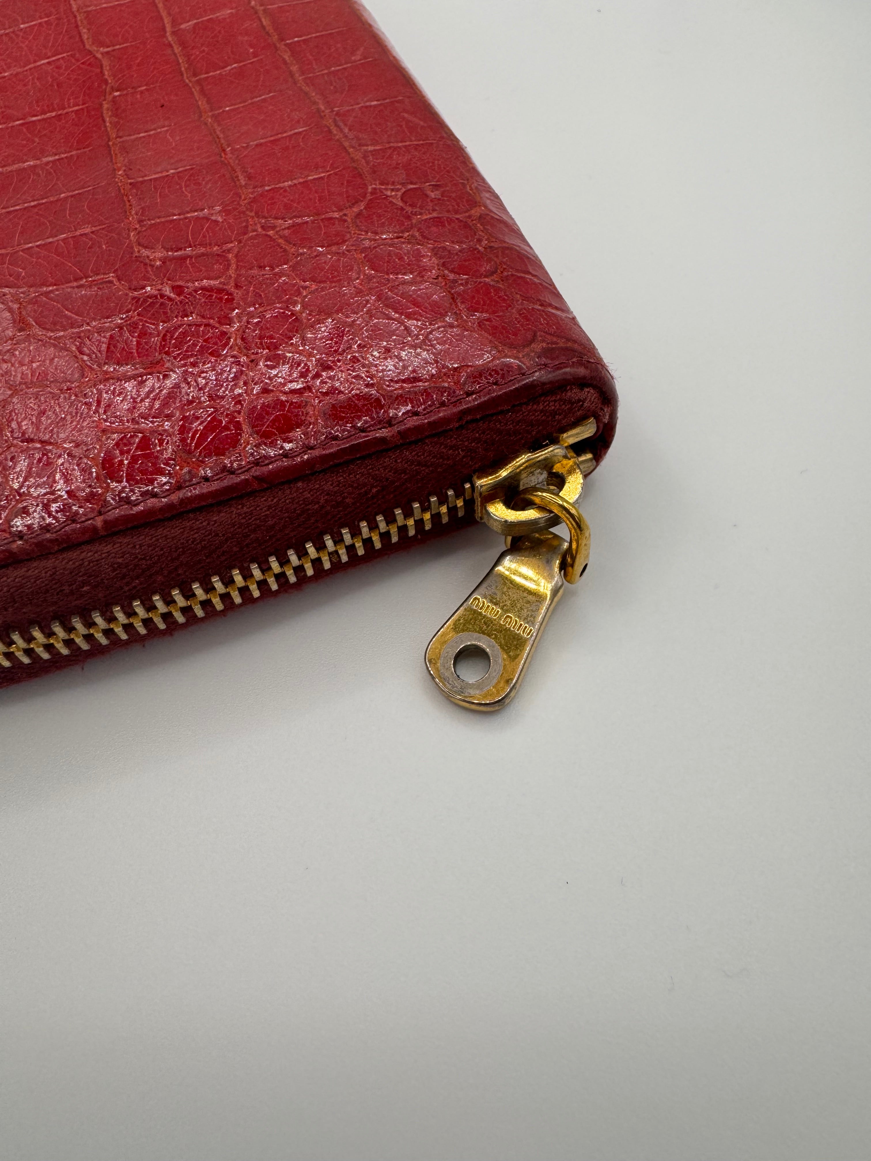 2000s Miu Miu ‘Azalea’ Gator Texture Leather Wallet