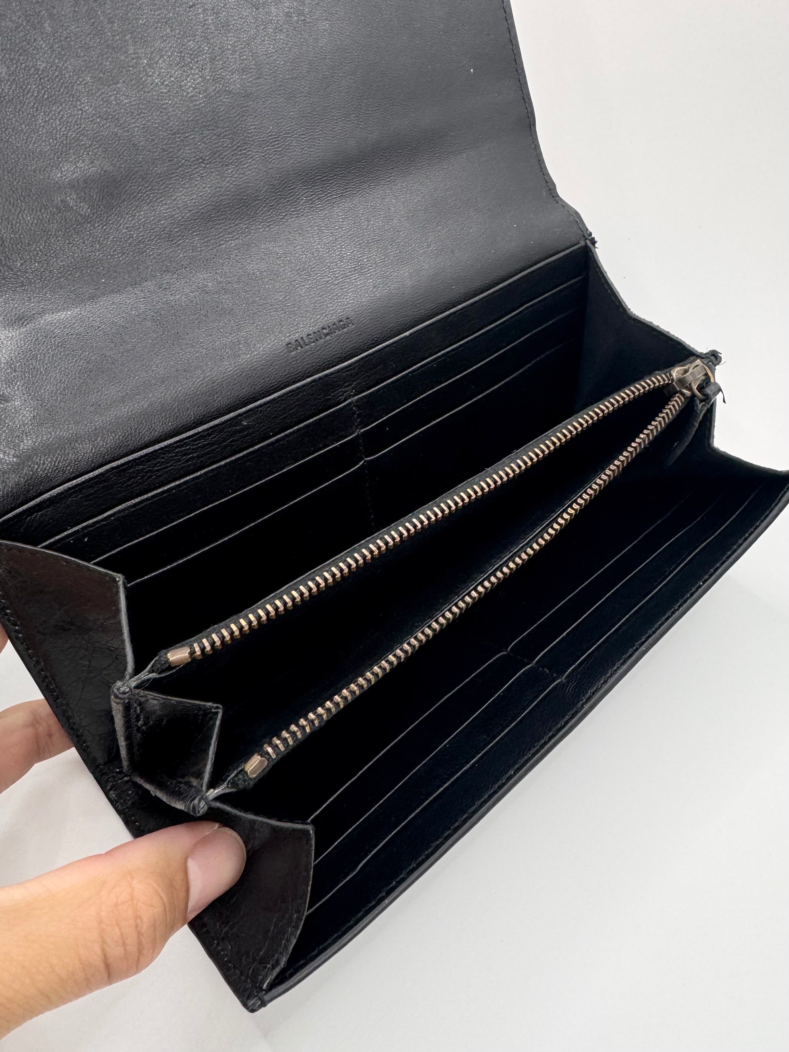 2000s Balenciaga Charcoal ‘City’ Leather Wallet