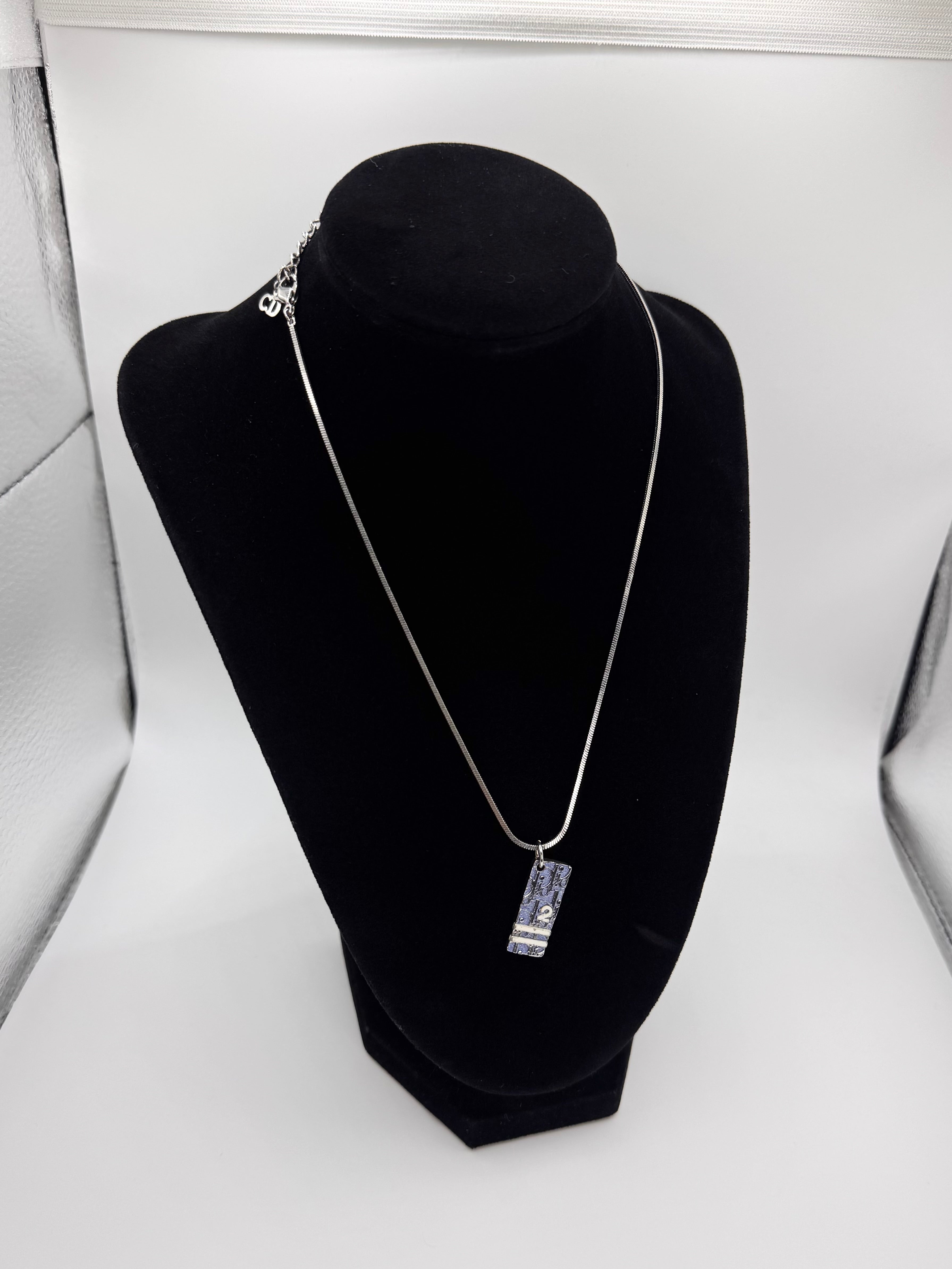 2000s Christian Dior Blue ‘Trotter #2’ Plated Necklace