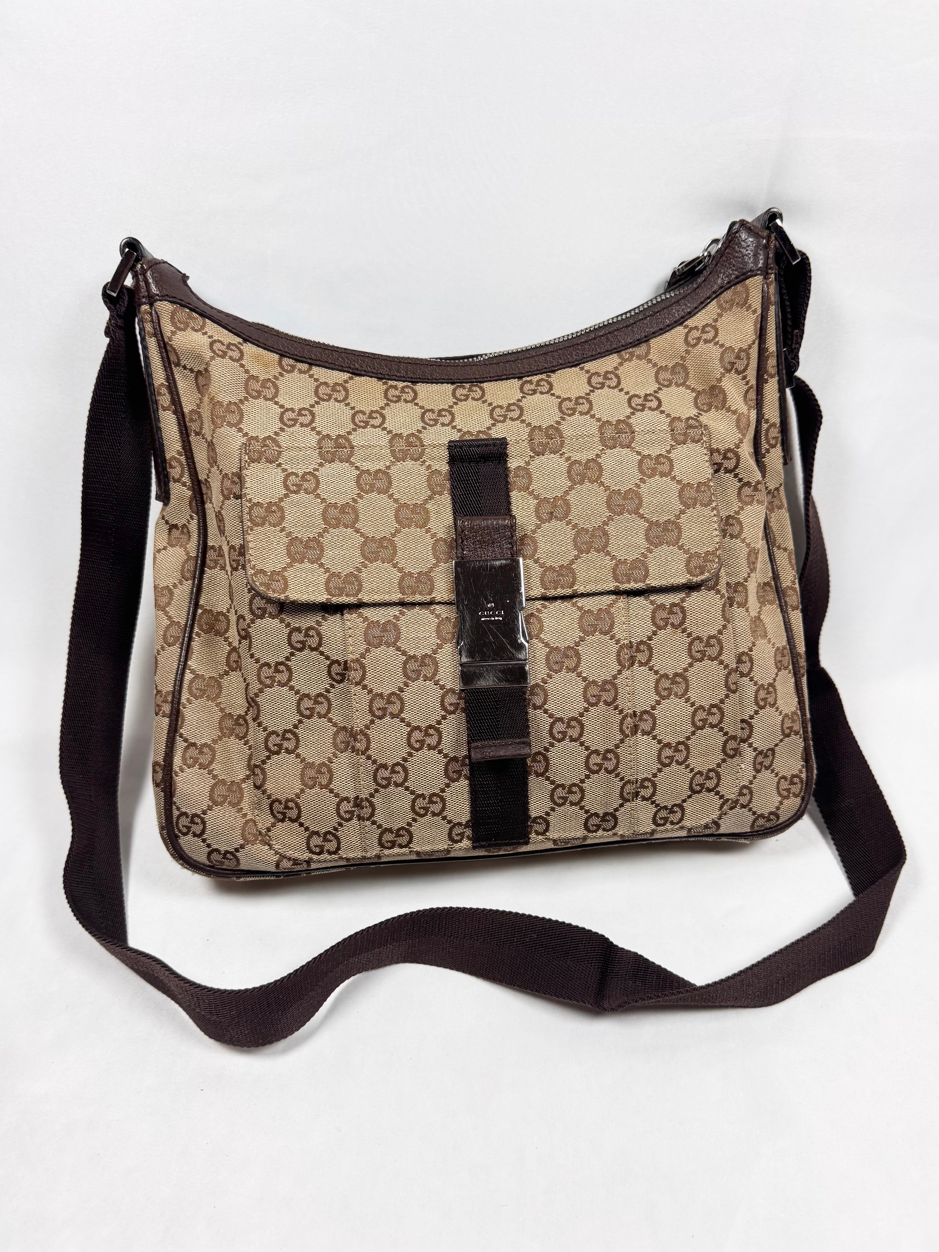 2000s Gucci 'GG' Monogram Canvas Crossbody Bag