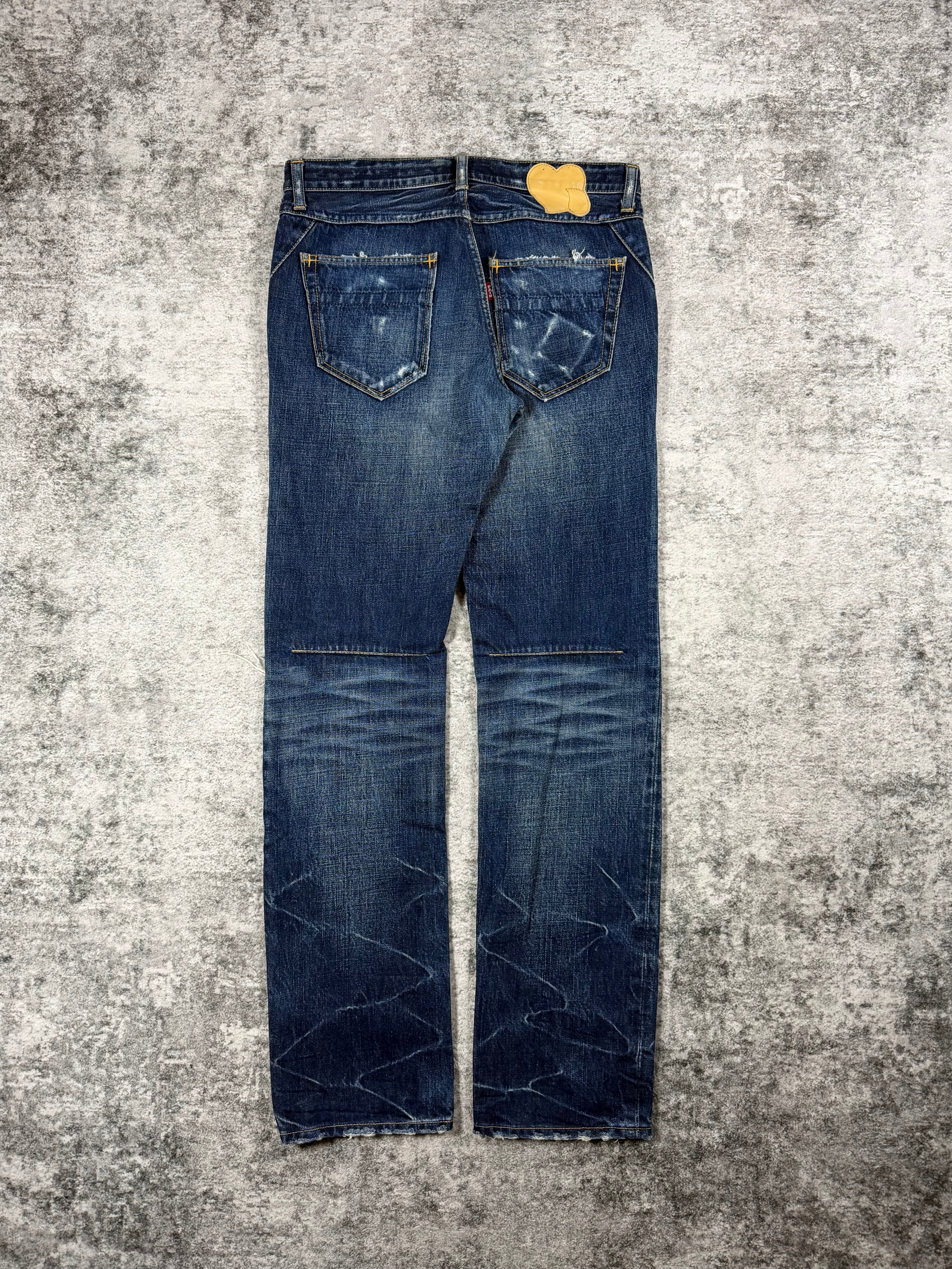SS07 Number (N)ine “About A Boy” Deep Indigo Honeycomb Distress Pain Denim